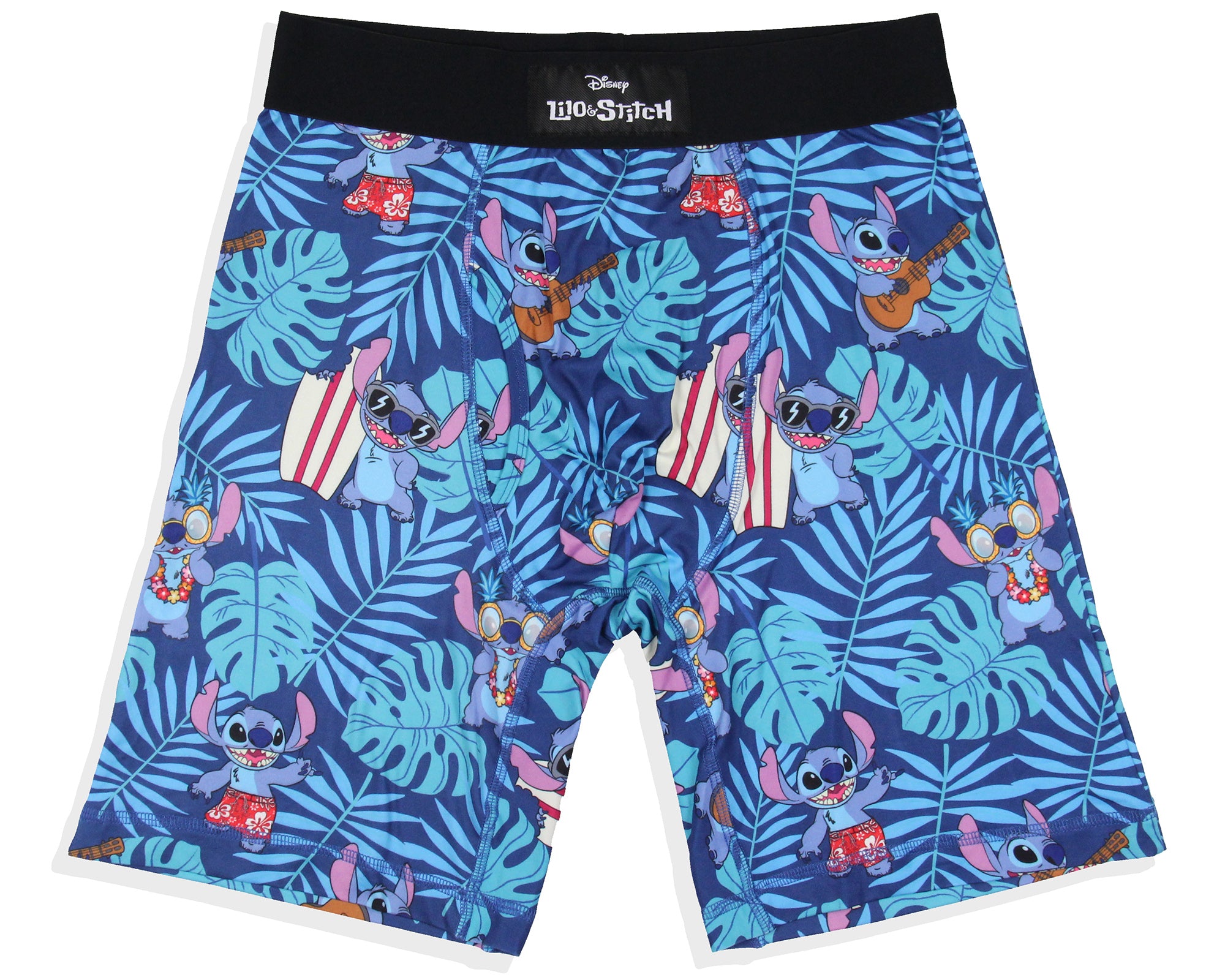 Disney Men's Lilo And Stitch Ukulele And Surf Boxers Boxer Briefs Underwear