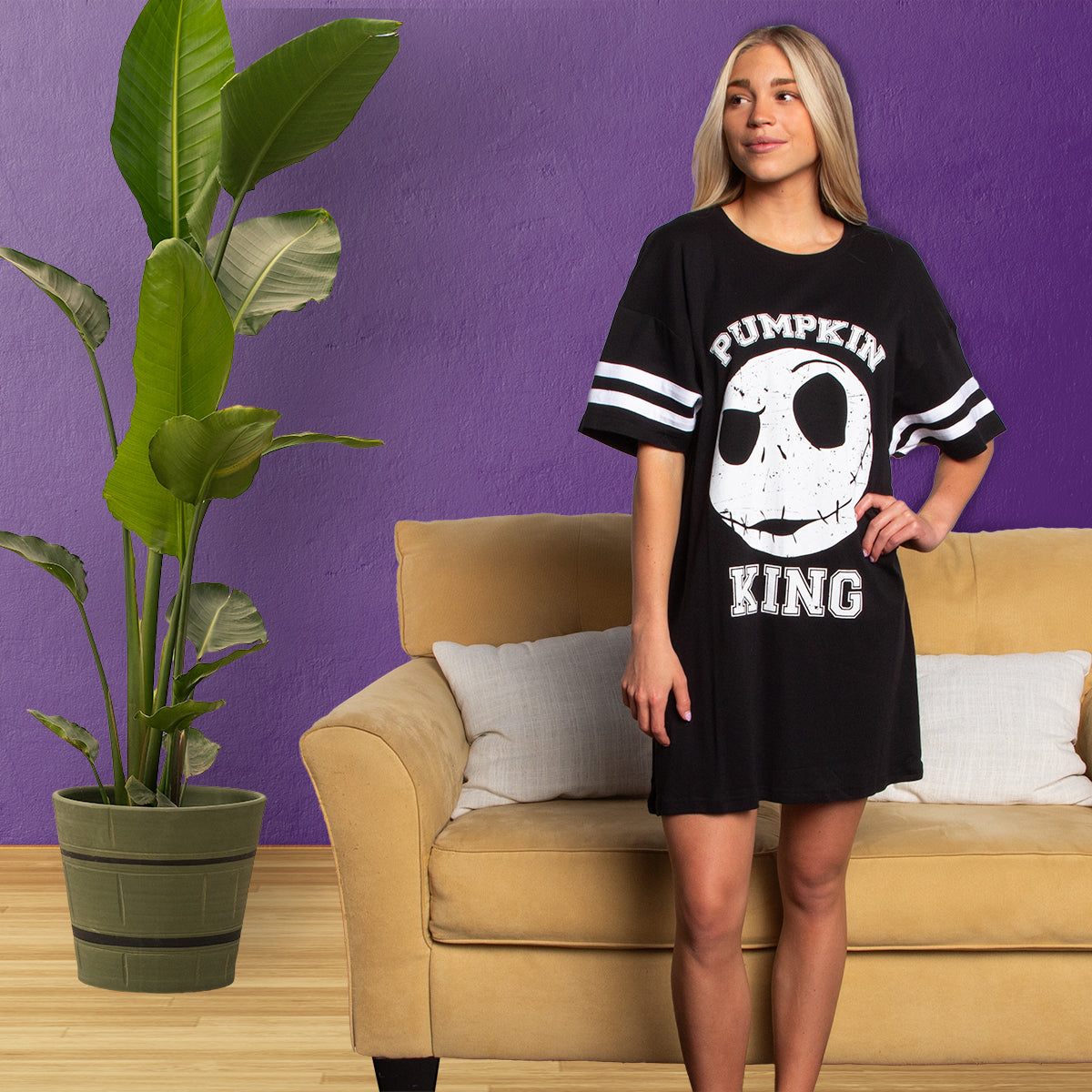 The Nightmare Before Christmas Women's Pumpkin King Jack Skellington Nightgown Sleep Shirt Pajama