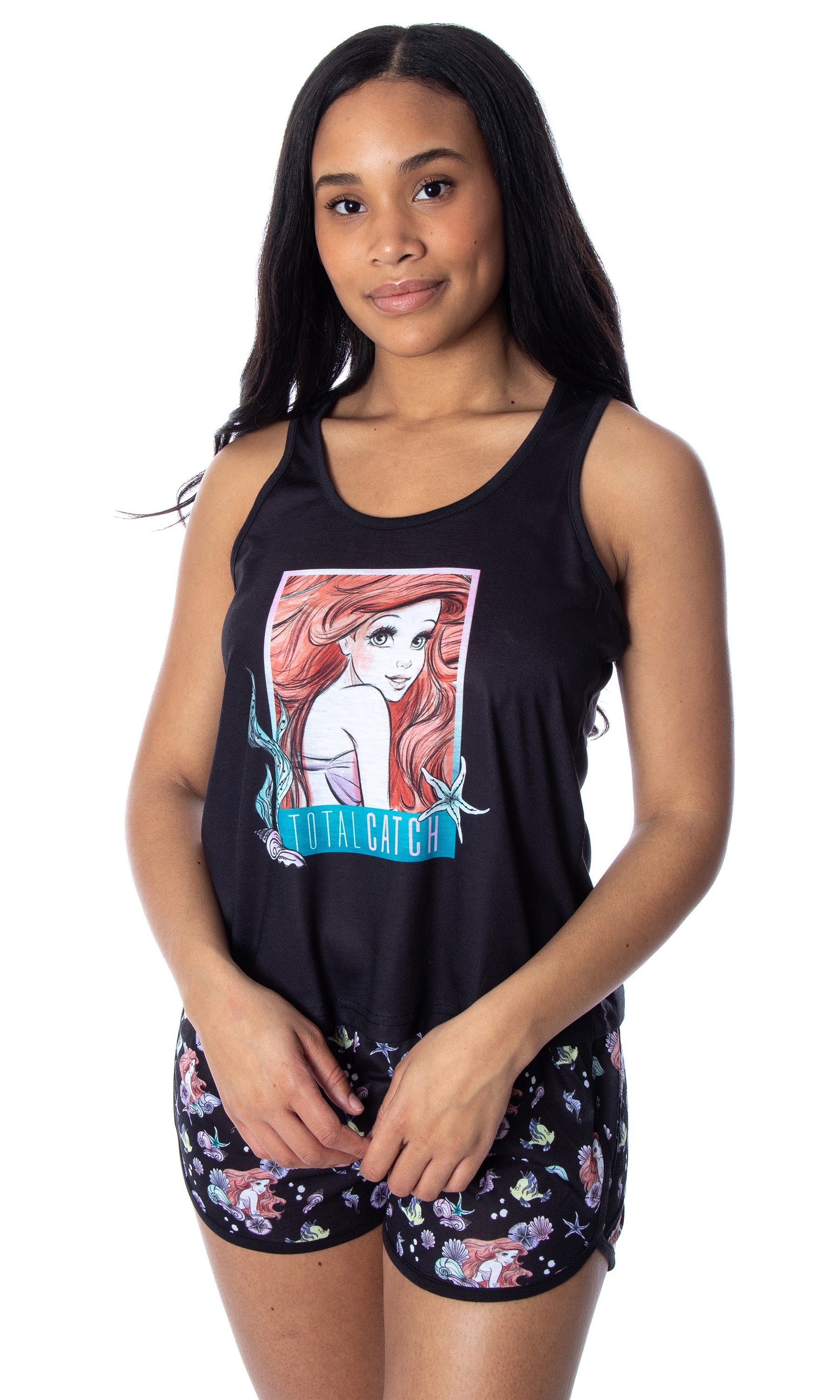 Disney Little Mermaid Women's Ariel Tank Short Pajama 2-Piece Set