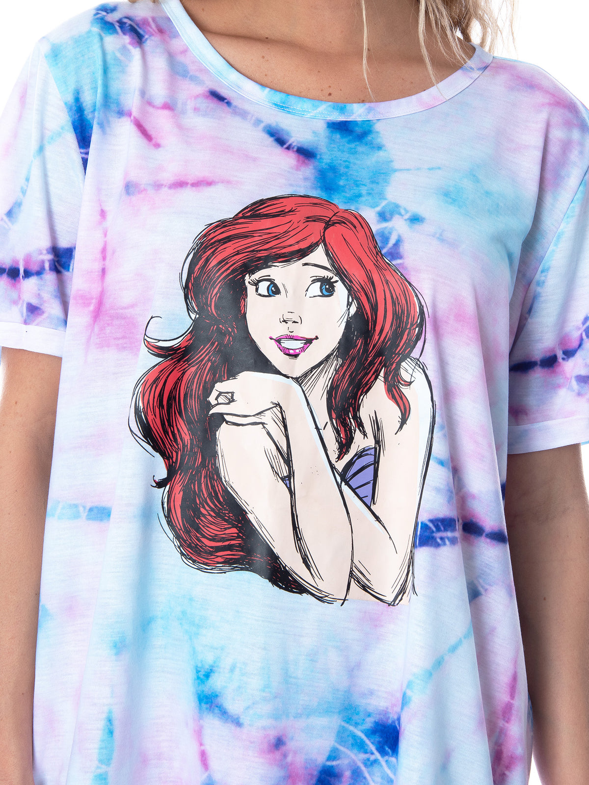 Disney Princess Women's Little Mermaid Ariel Tie Dye Nightgown Sleep Shirt