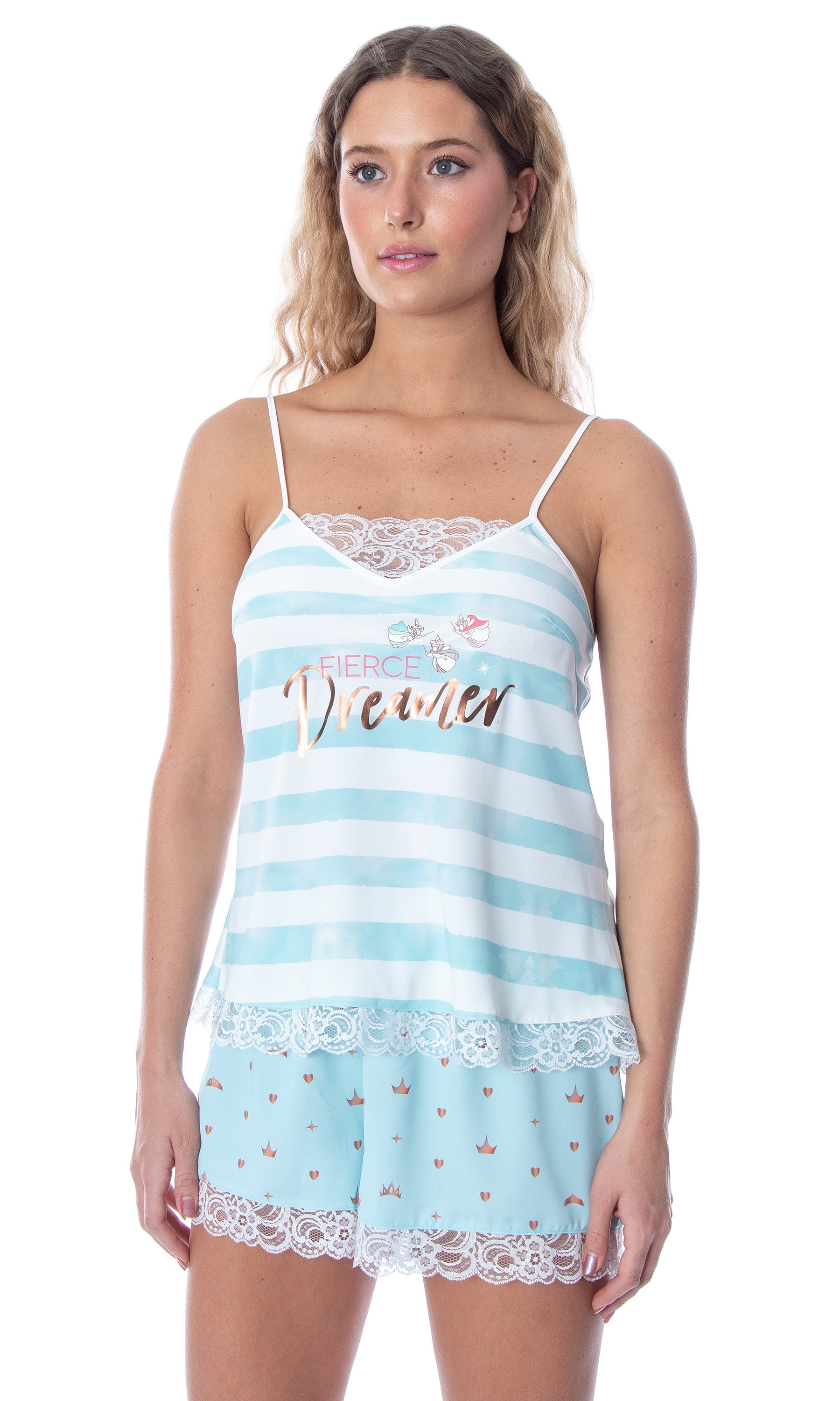 Disney Women's Sleeping Beauty Fierce Dreamer Lace Cami Pajama Set