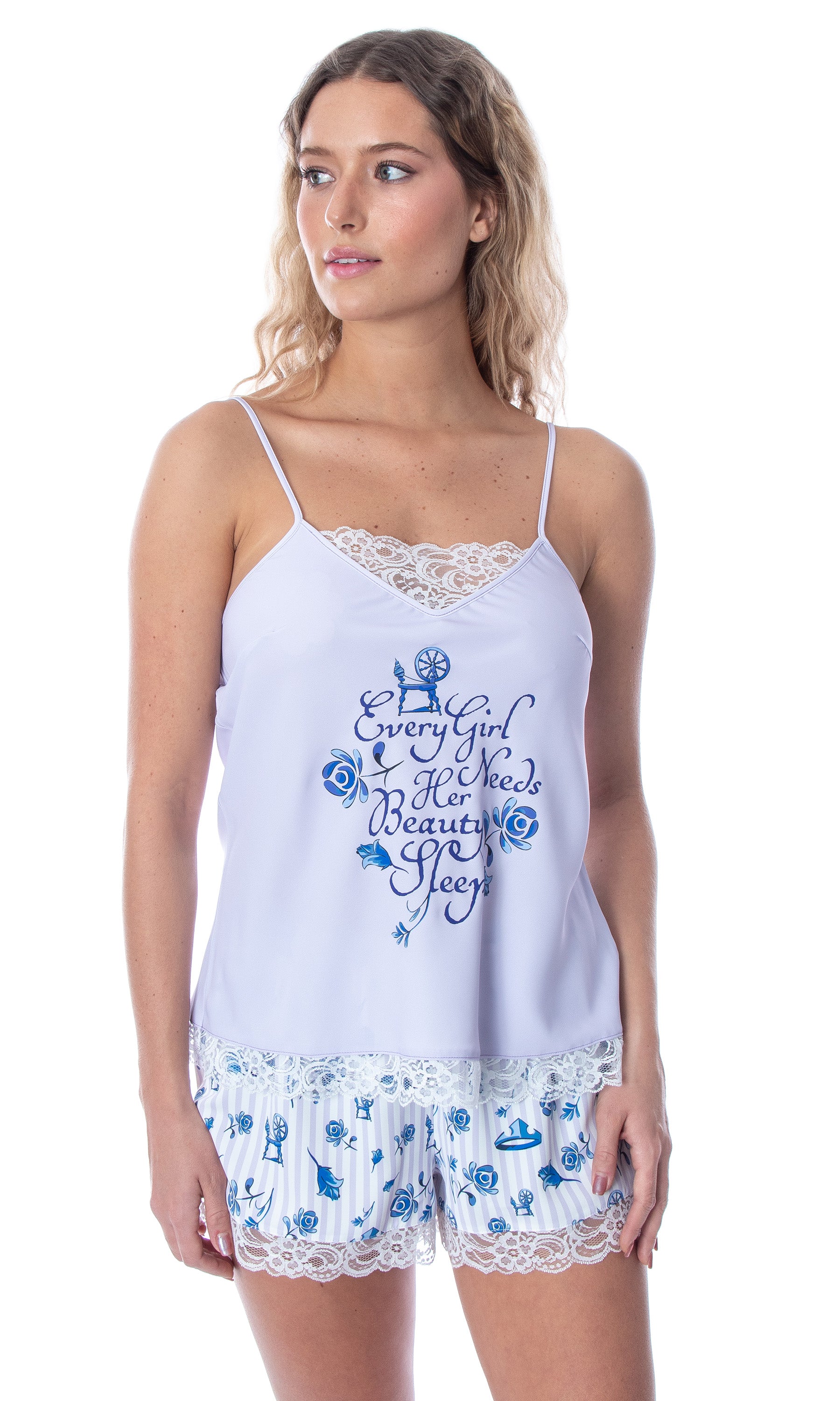 Disney Sleeping Beauty Women's Needs Her Beauty Sleep Lace Cami Pajama Set