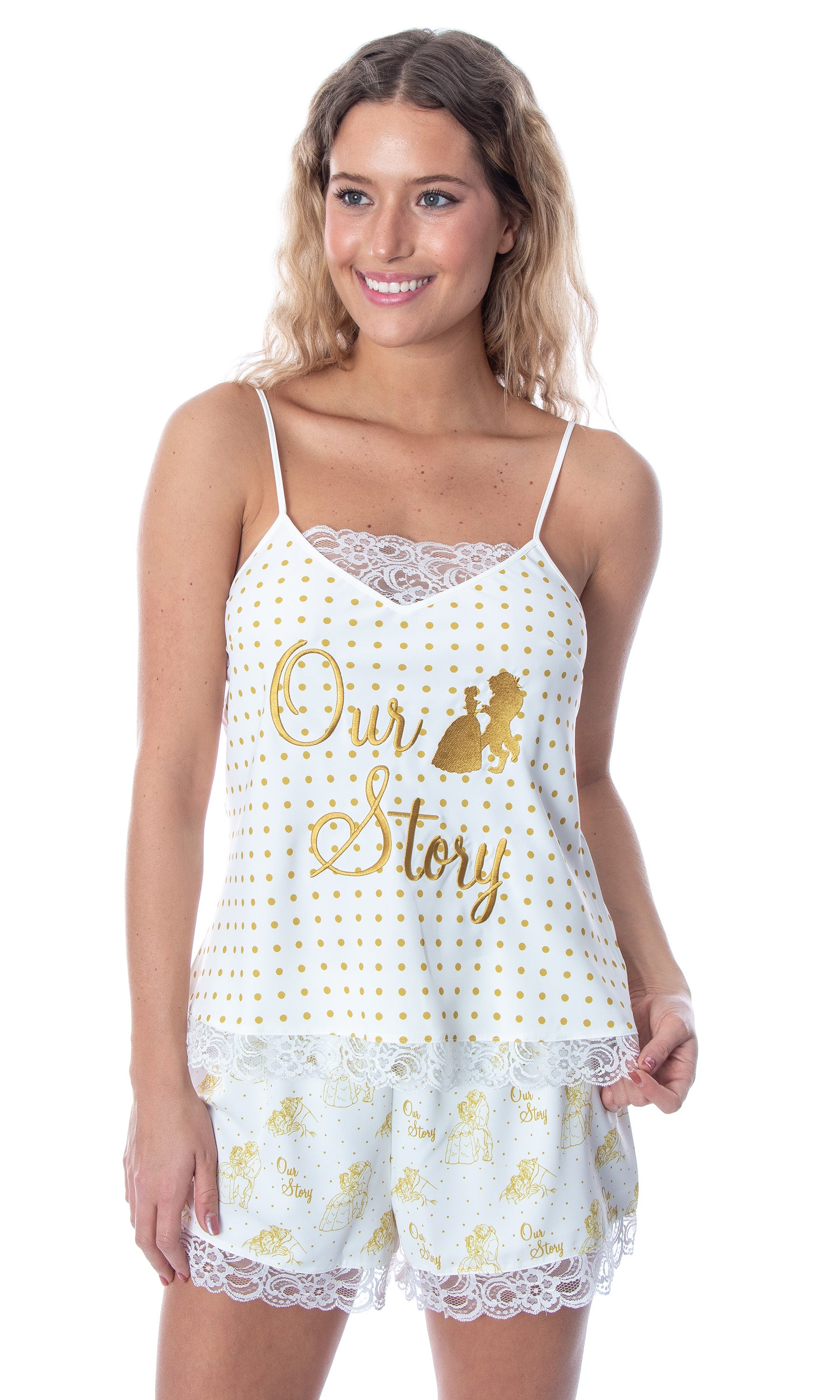 Disney Women's Beauty and The Beast Our Story Cami and Shorts Pajama Set