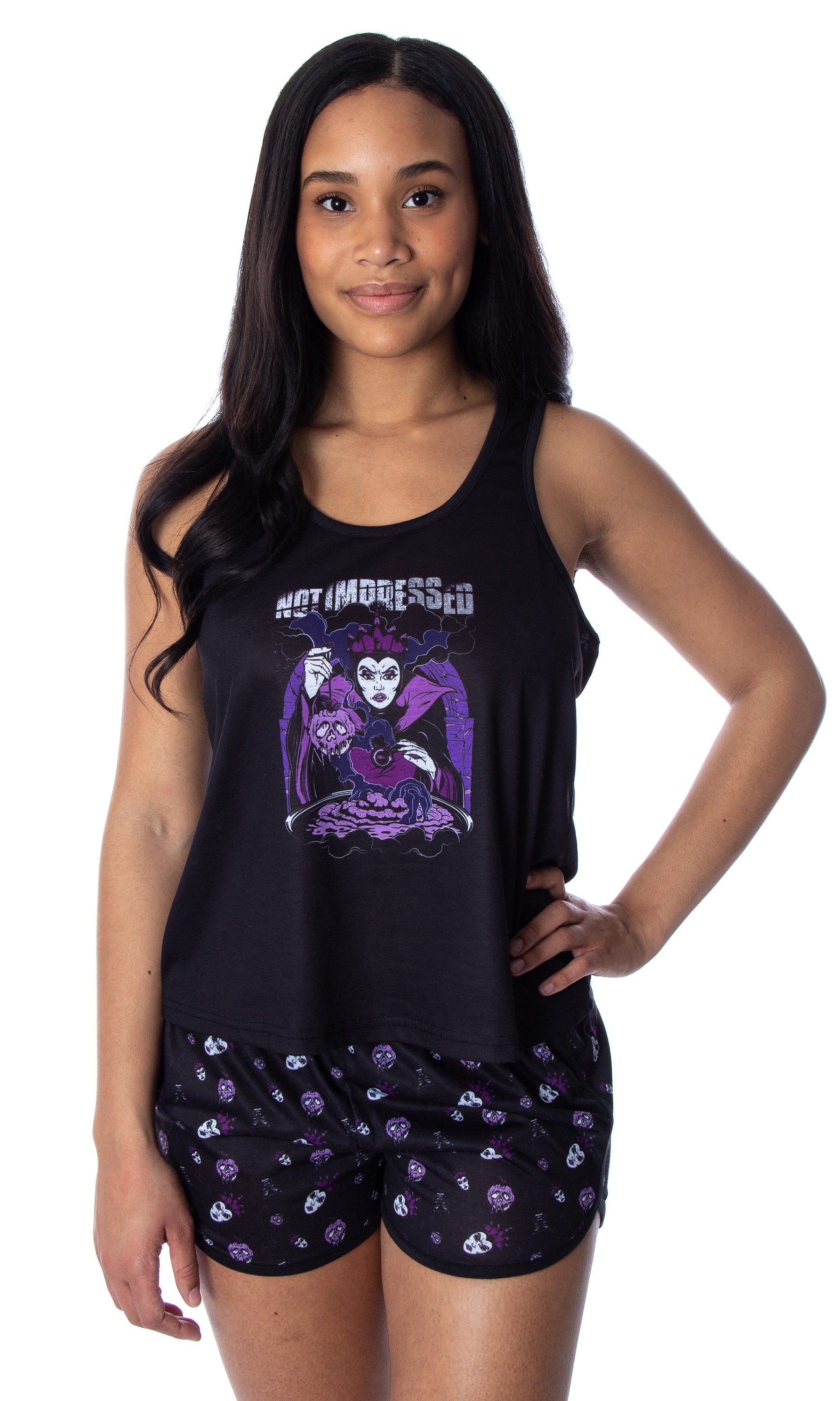 Disney Villains Women's Evil Queen Not Impressed Tank Short Pajama Set