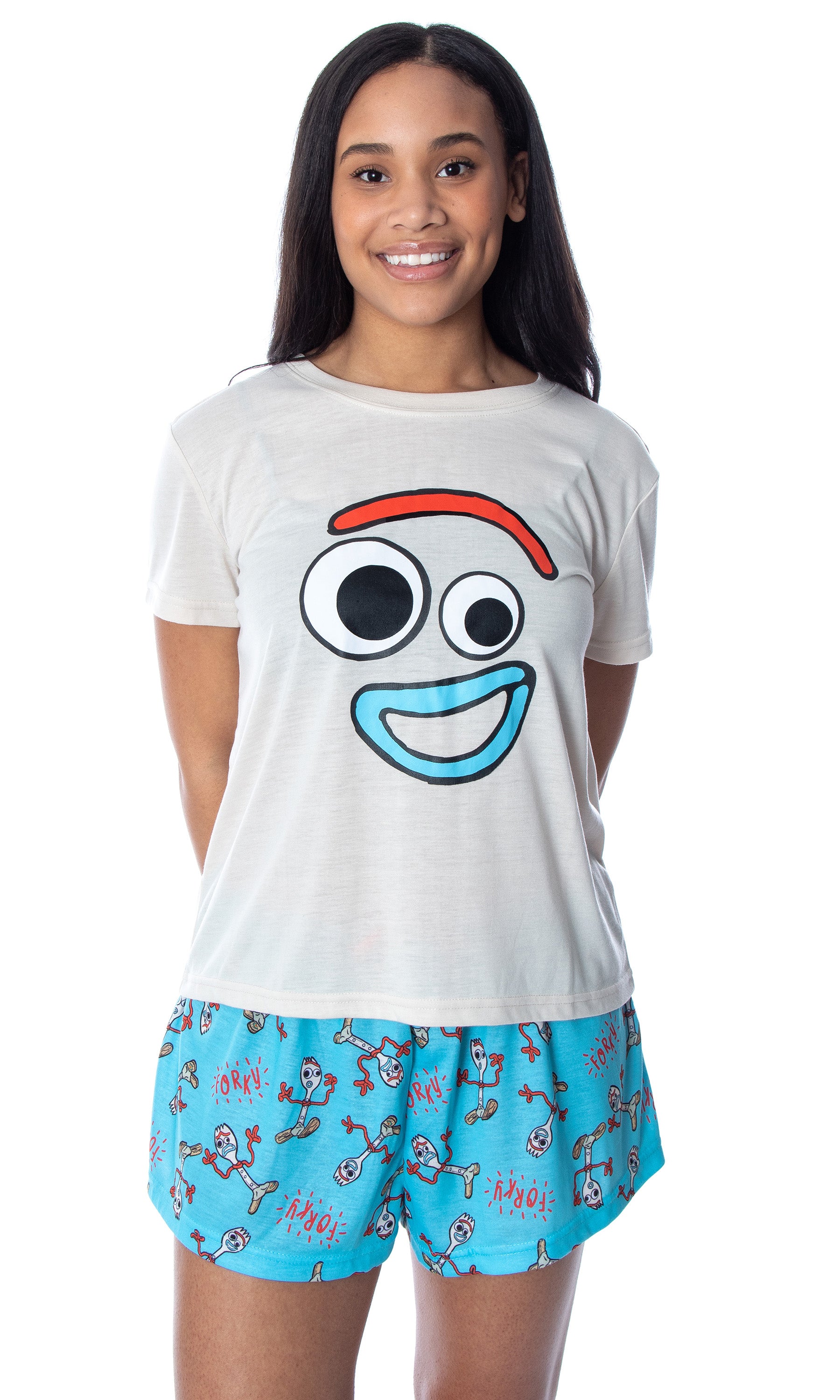 Disney Women's Toy Story Forky Shirt and Shorts 2 Piece Pajama Set