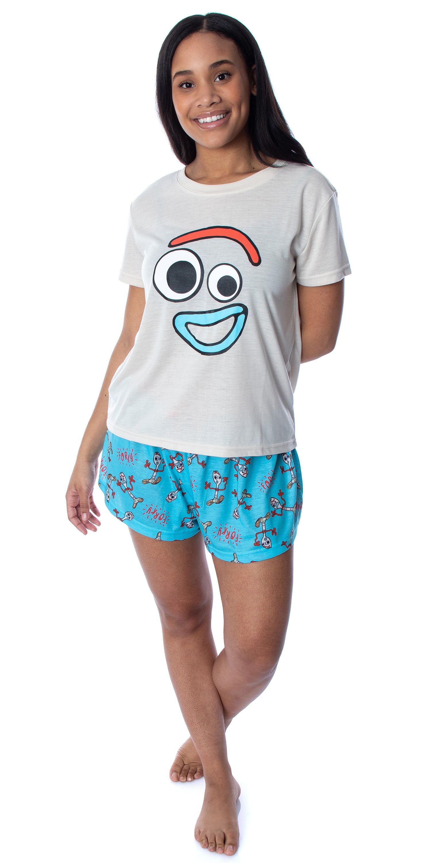 Disney Women's Toy Story Forky Shirt and Shorts 2 Piece Pajama Set