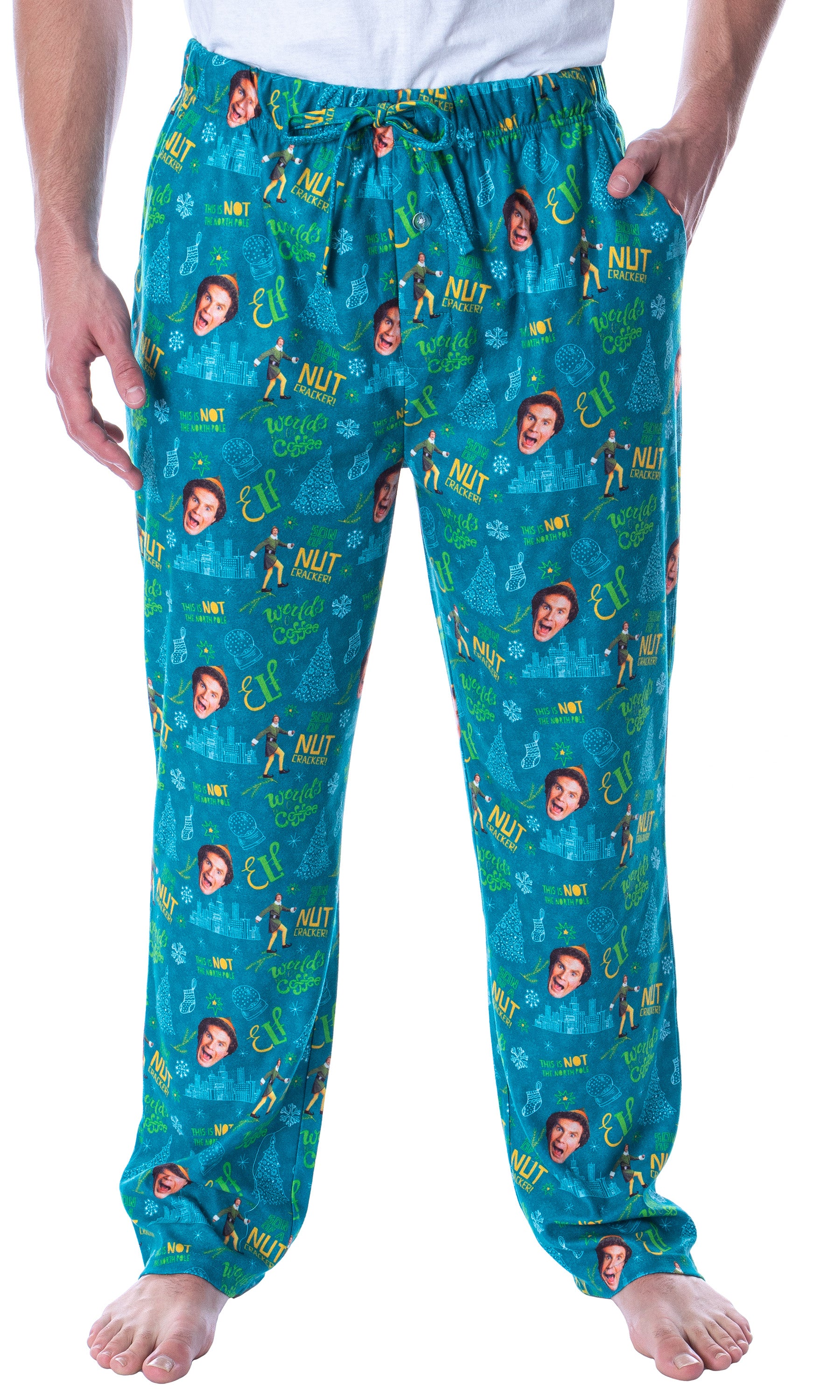 Elf The Movie Men's Son Of A Nutcracker Allover Loungewear Pajama Pants