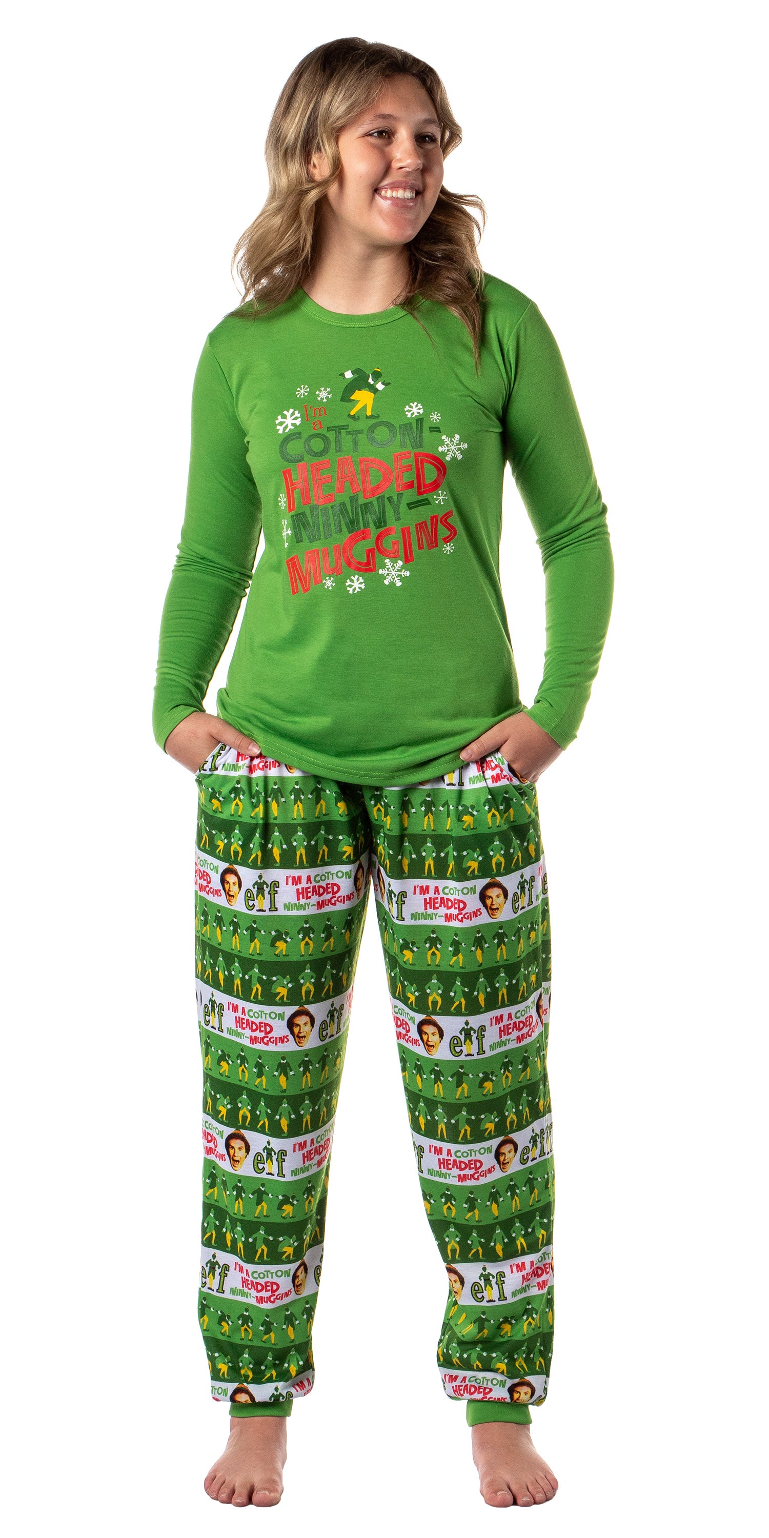 Elf The Movie Womens' and Girl's Film Cotton-Headed Ninny-Muggins Jogger Pajama Set