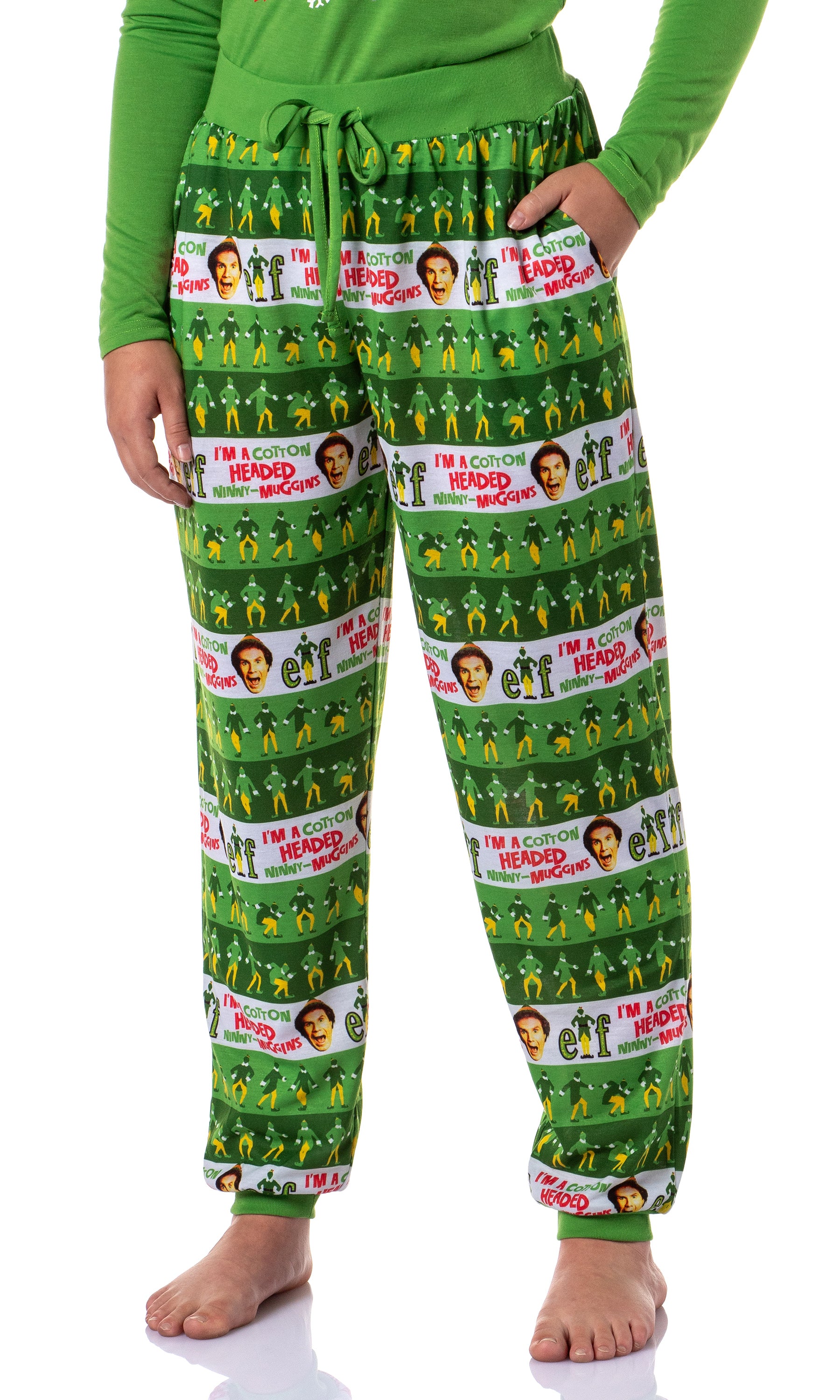 Elf The Movie Womens' and Girl's Film Cotton-Headed Ninny-Muggins Jogger Pajama Set