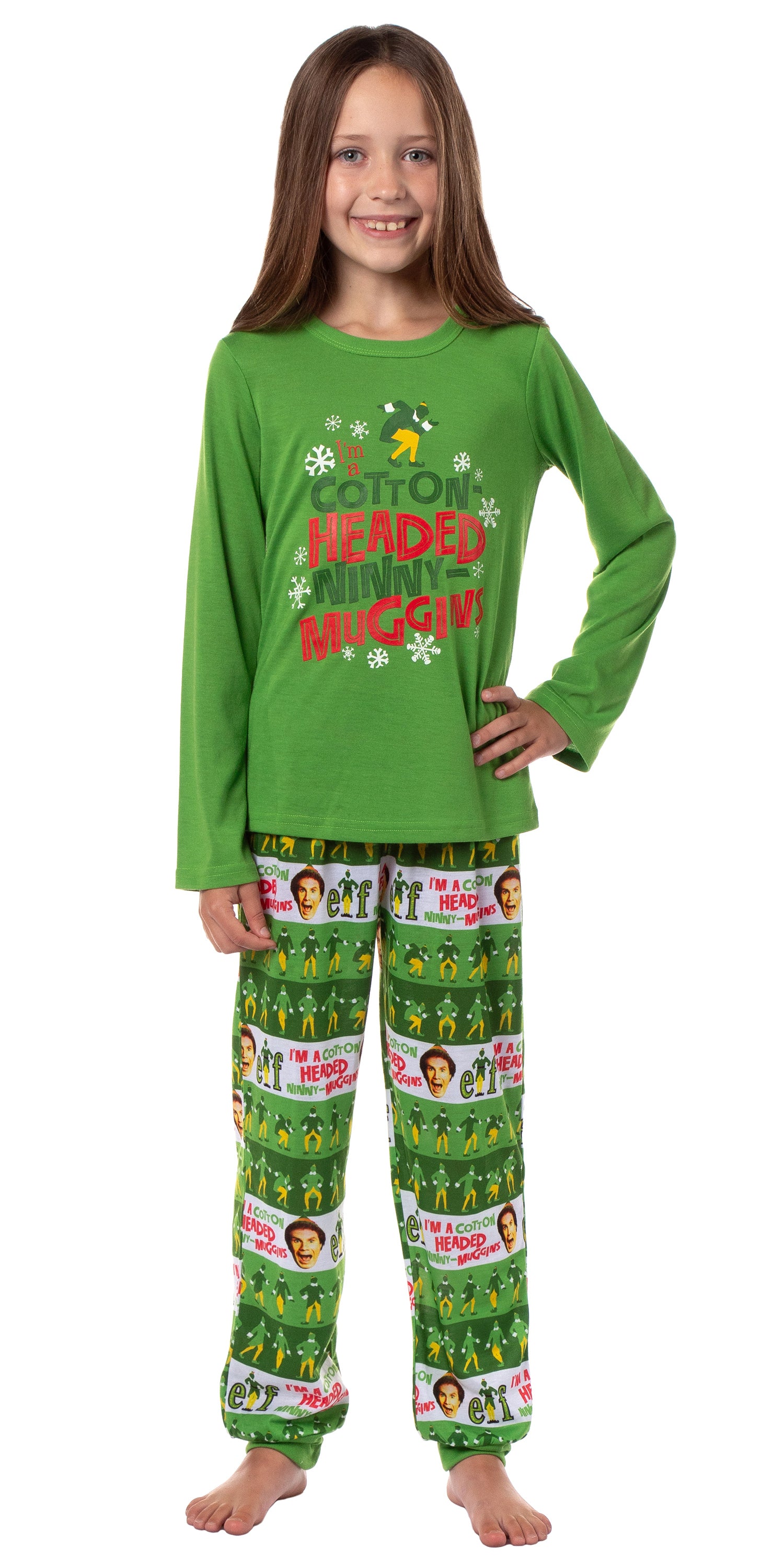 Elf The Movie Womens' and Girl's Film Cotton-Headed Ninny-Muggins Jogger Pajama Set