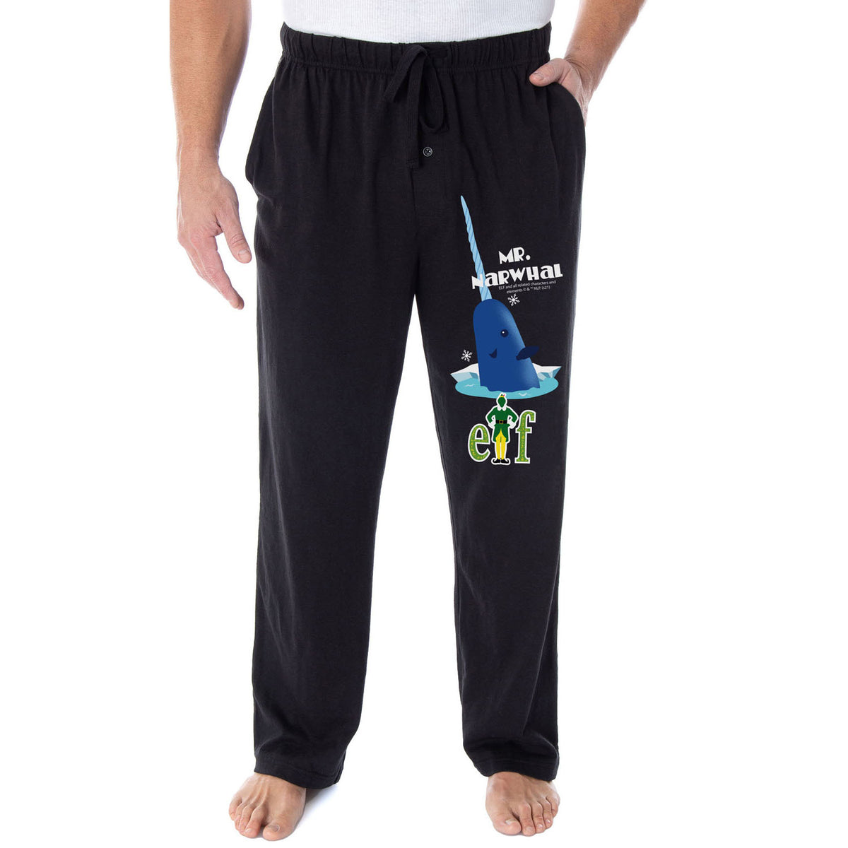 Elf The Movie Men's Mr. Narwhal And Buddy The Elf Logo Loungewear Sleep Bottoms Pajama Pants