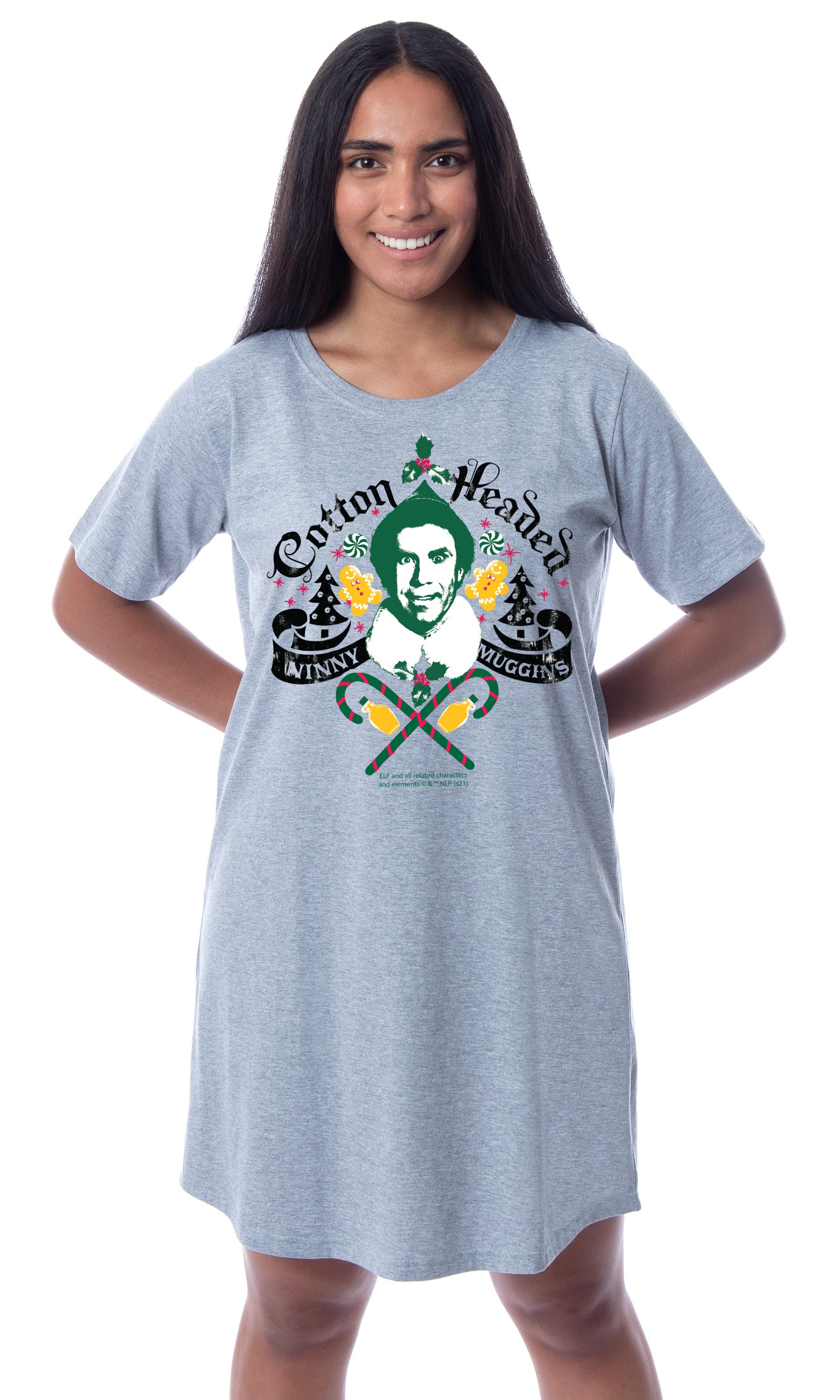 Elf The Movie Womens' Buddy Cotton-Headed Nightgown Sleep Pajama