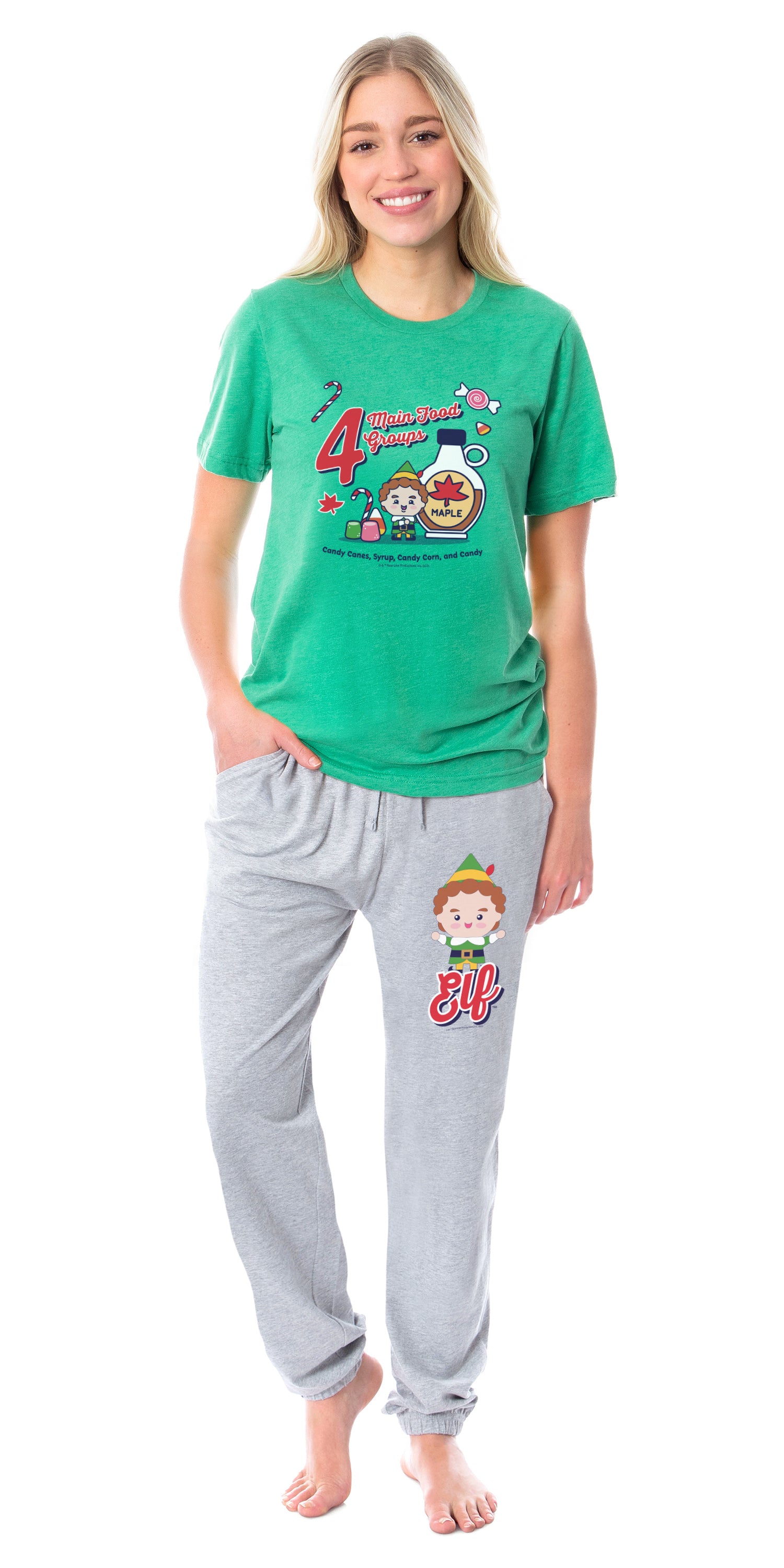 Elf The Movie Womens' Buddy Chibi Four Main Food Groups Sleep Pajama Set
