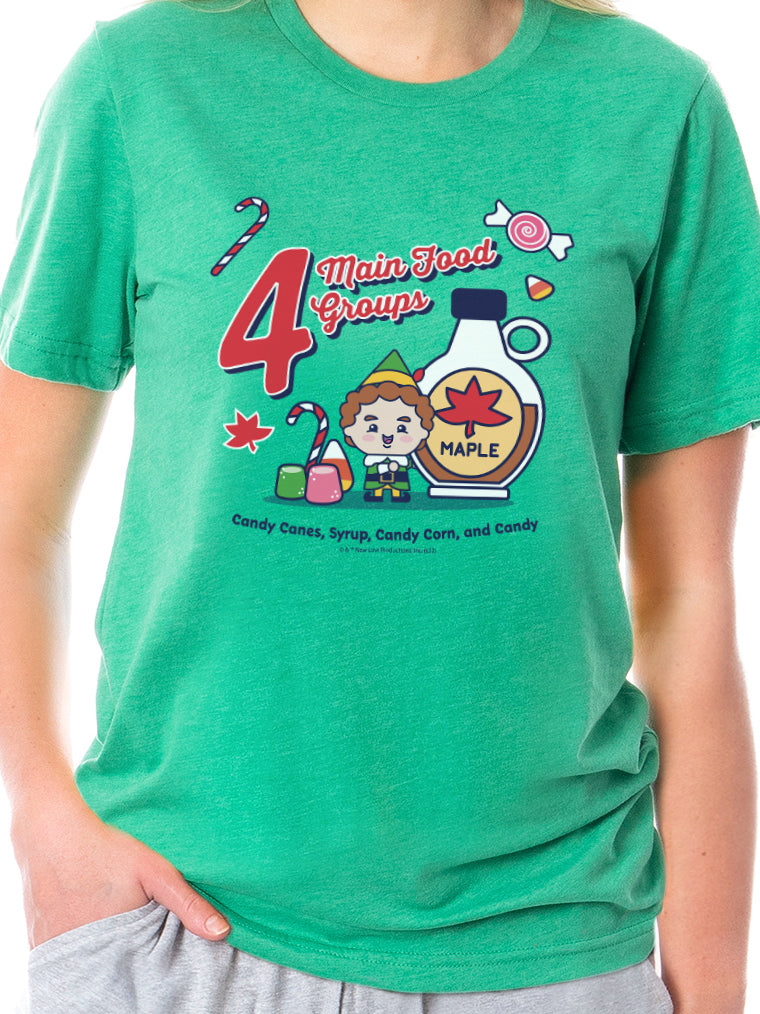 Elf The Movie Womens' Buddy Chibi Four Main Food Groups Sleep Pajama Set