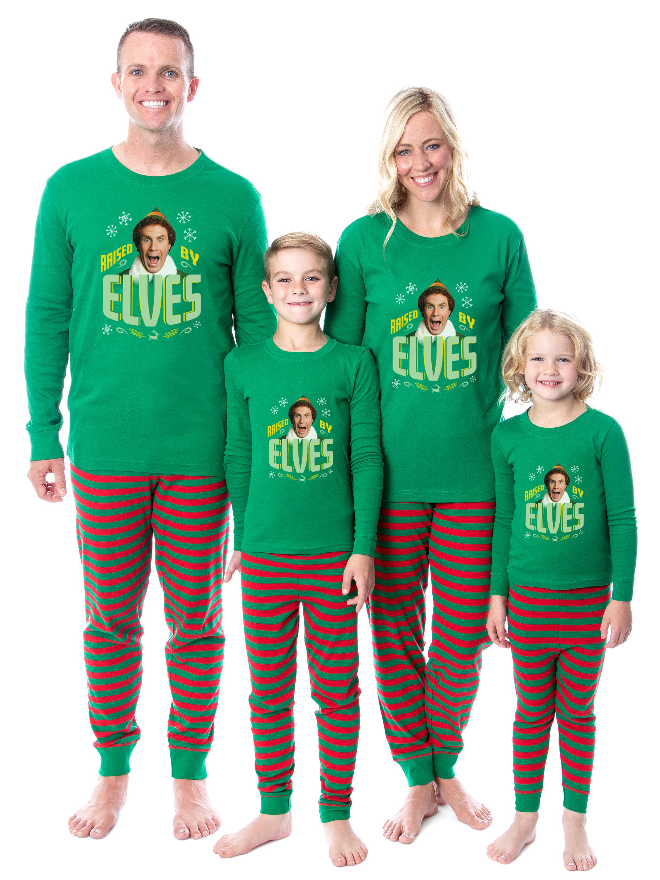 Elf Pajamas Matching Family Buddy Raised by Elves Tight Fit Sleep Set