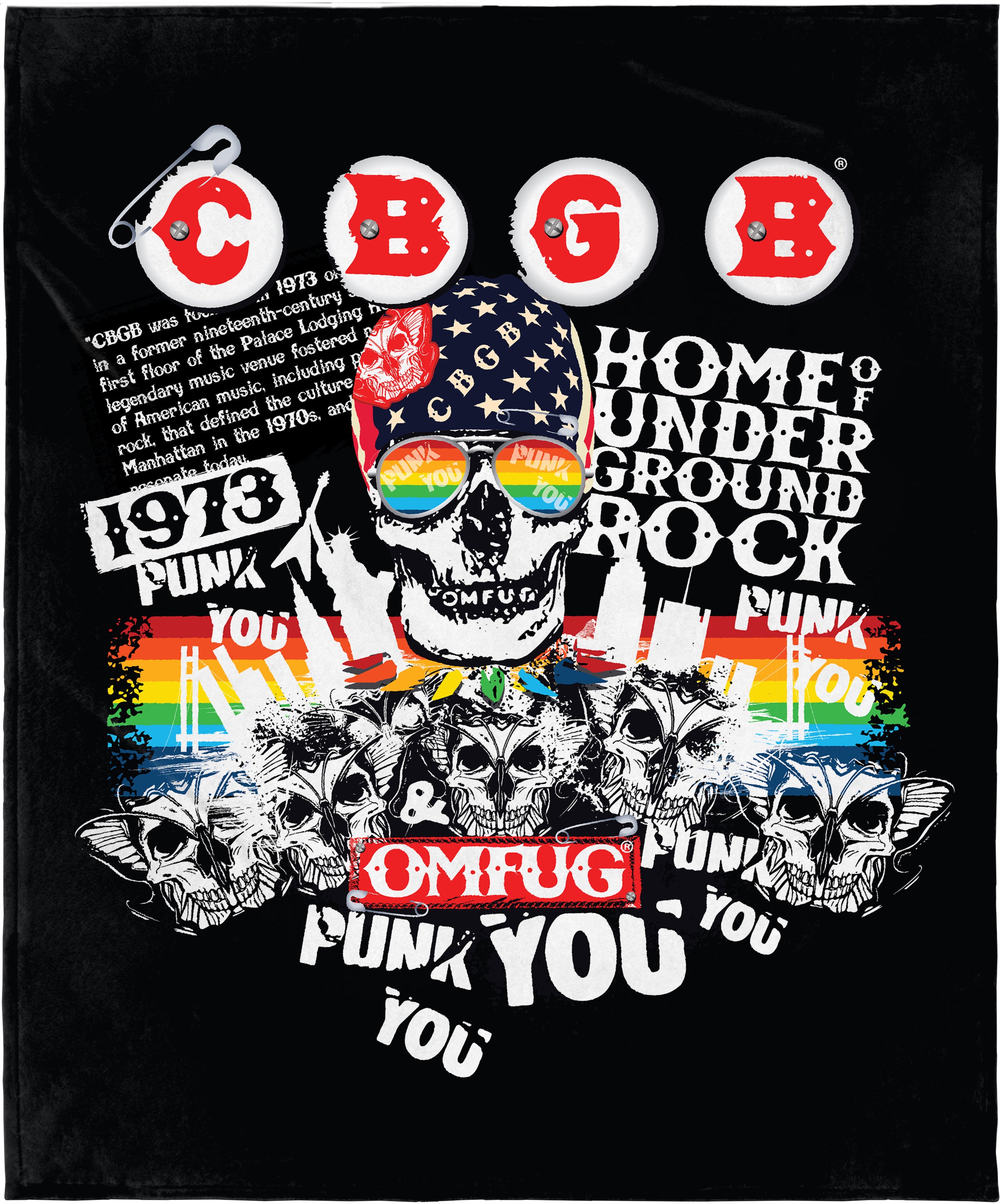 CBGB Blanket OMFUG Punk You Home of Underground Rock Fleece Throw Blanket