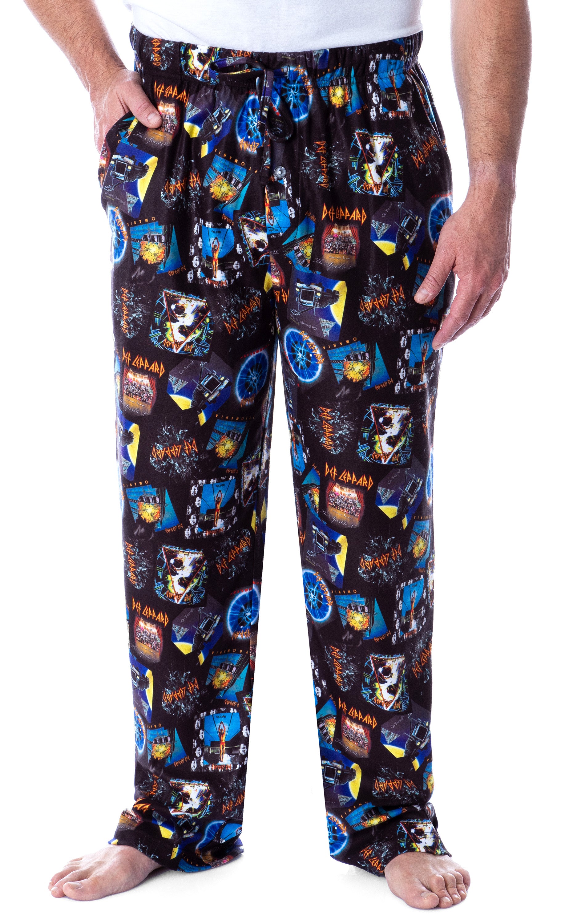 Def Leppard Men's Rock Band Album Covers Print Lounge Sleep Pajama Pants