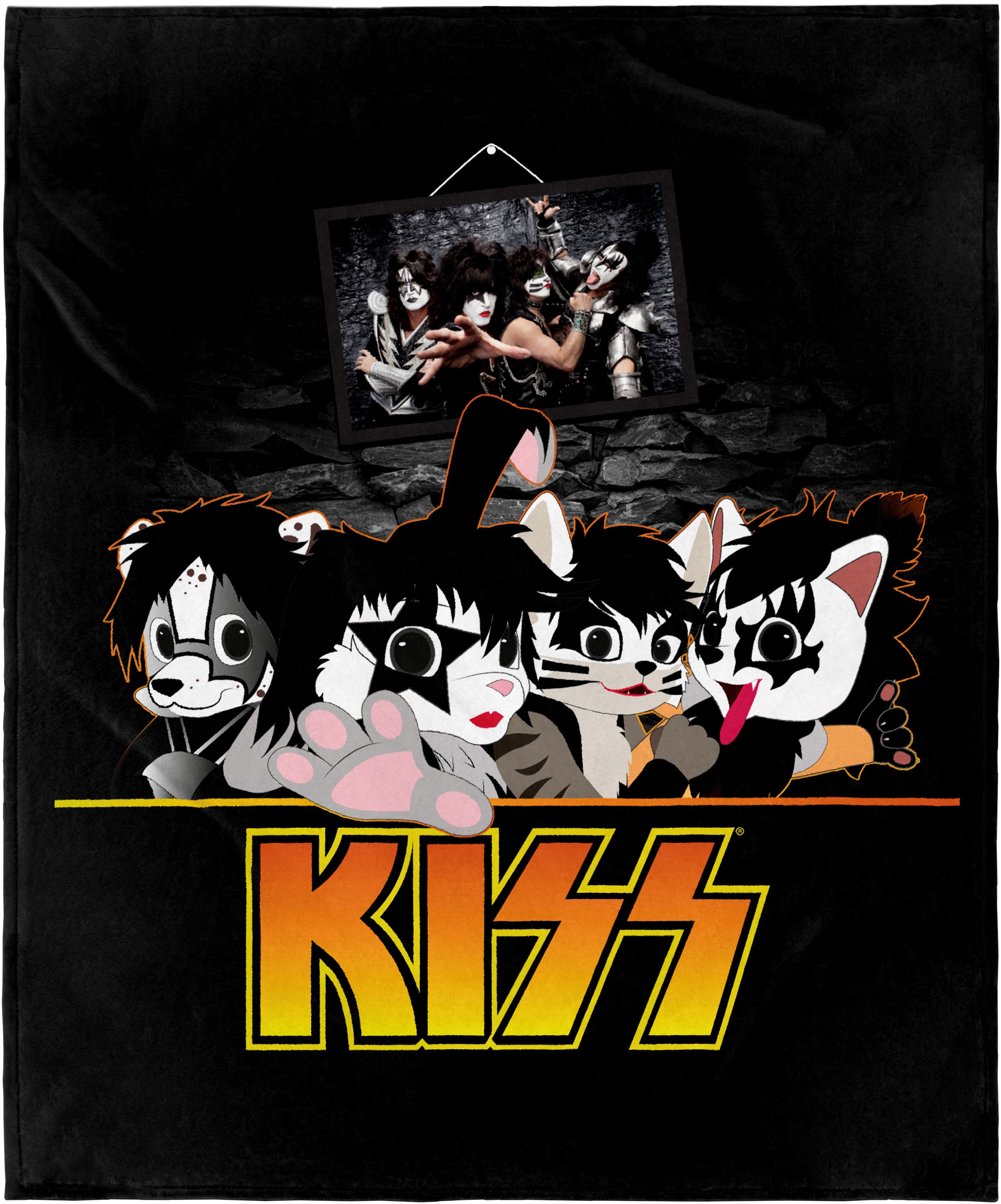 KISS Blanket KISS Kitty Faces Photo Music Band Fleece Throw Blanket