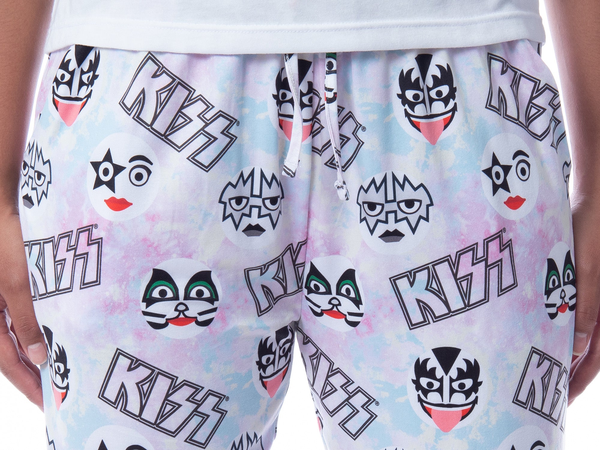 KISS Womens' All Over Band Logo and Faces Pastel Tie Dye Pajama Sleep Pants