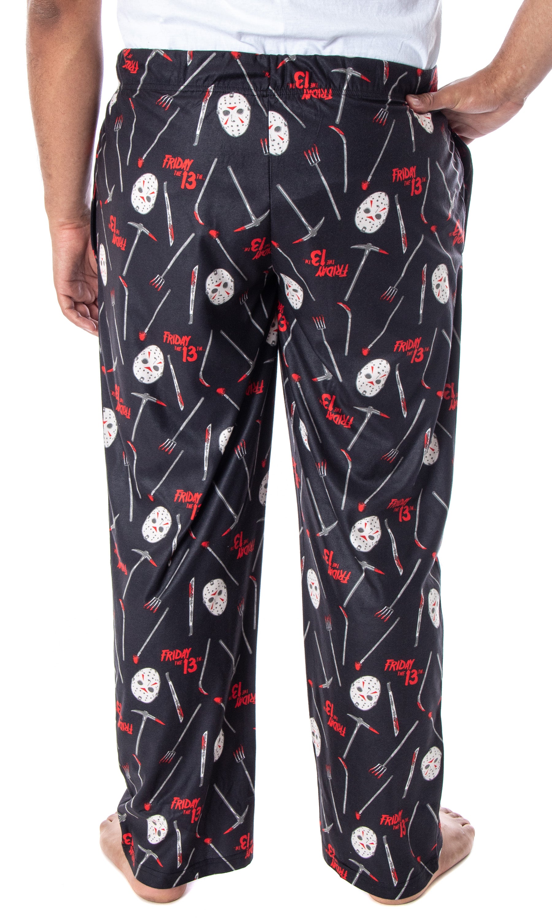 Friday The 13th Men's Jason Hockey Mask Allover Pattern Sleep Pajama Pants