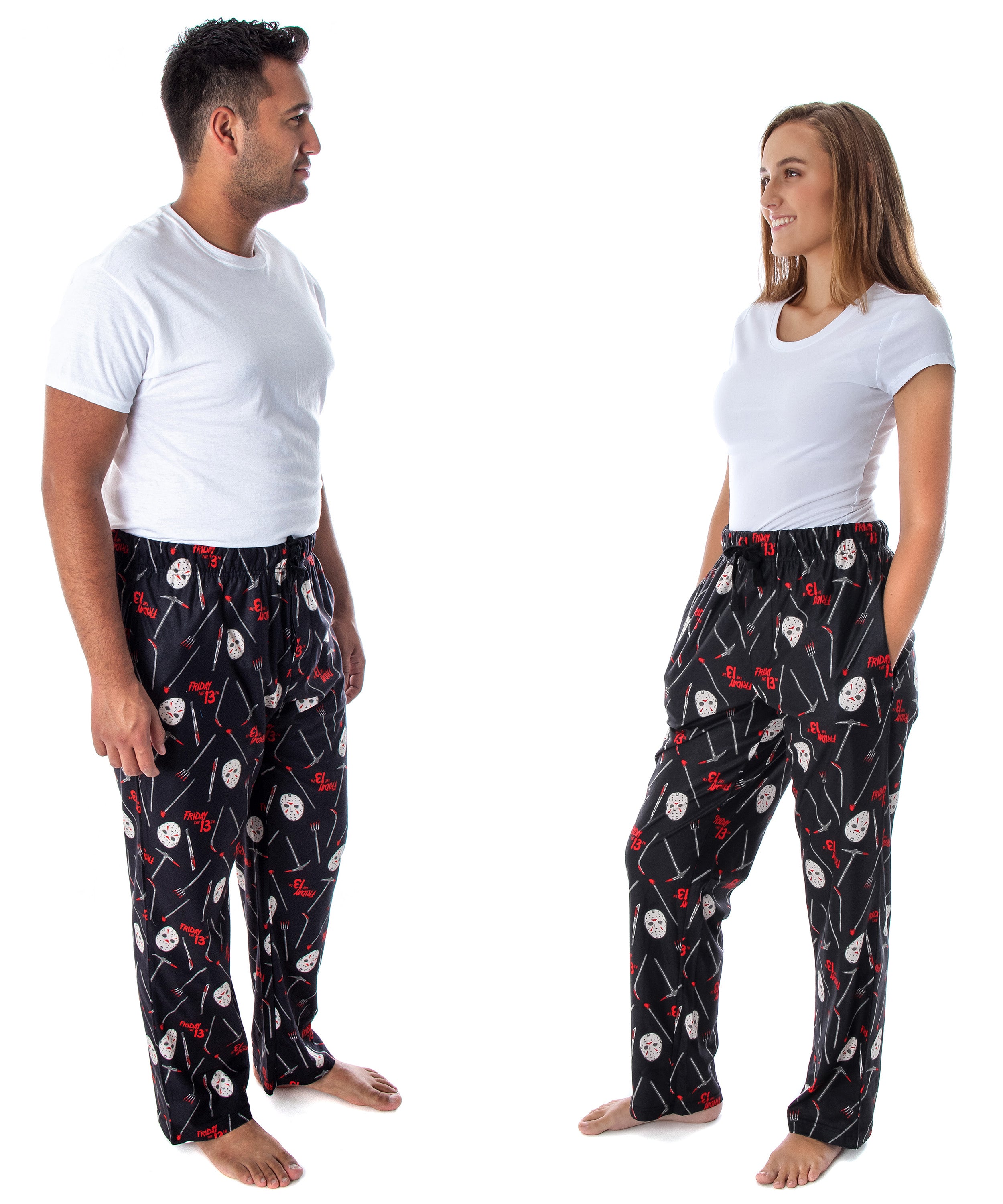 Friday The 13th Men's Jason Hockey Mask Allover Pattern Sleep Pajama Pants