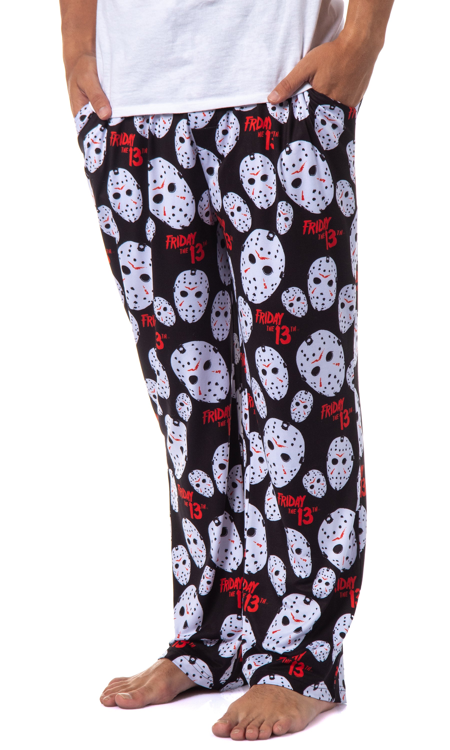 Friday The 13th Mens' Jason Voorhees Mask Allover Sleep Pajama Pants