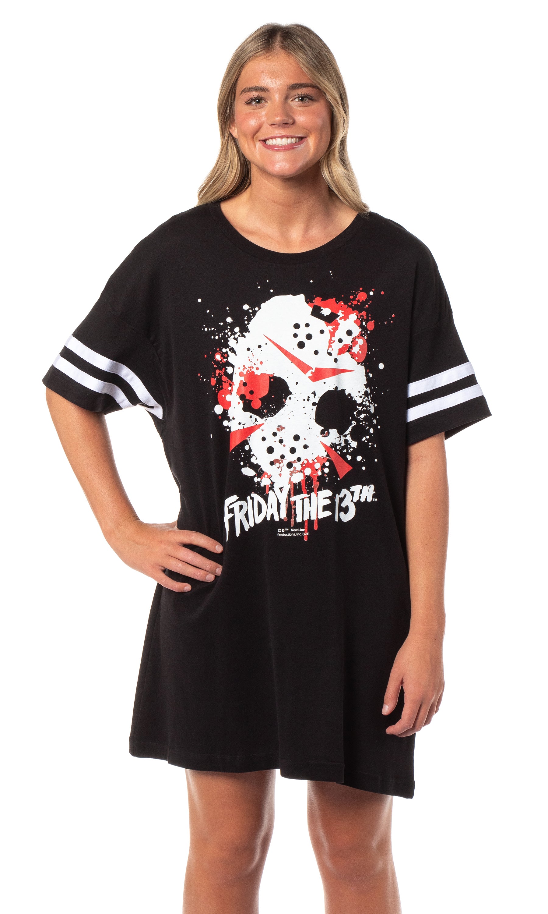 Friday The 13th Women's Jason Mask Nightgown Pajama Shirt Dress