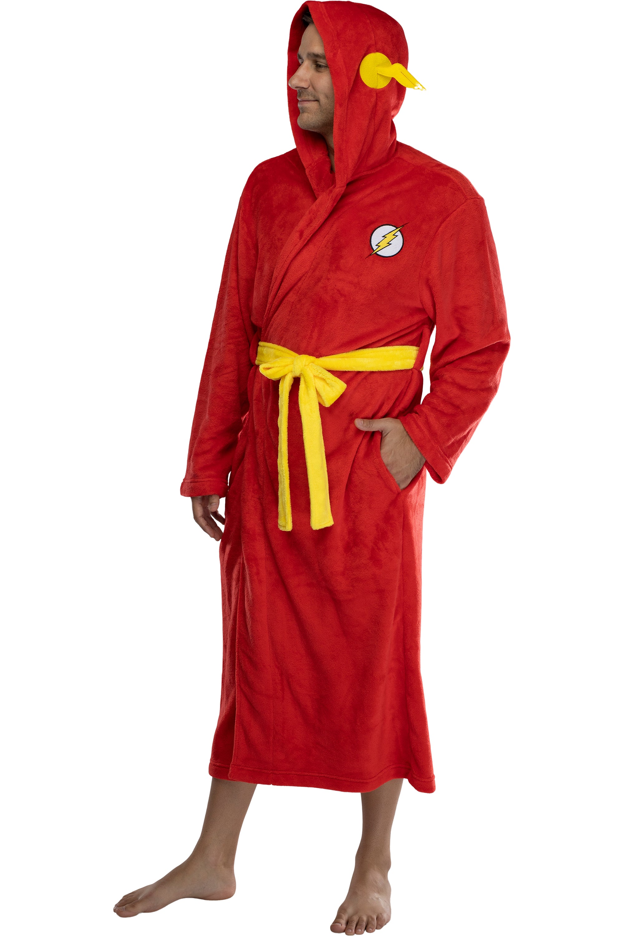 DC Comics Men's Fleece Hooded Costume Robe Pajama Lounge
