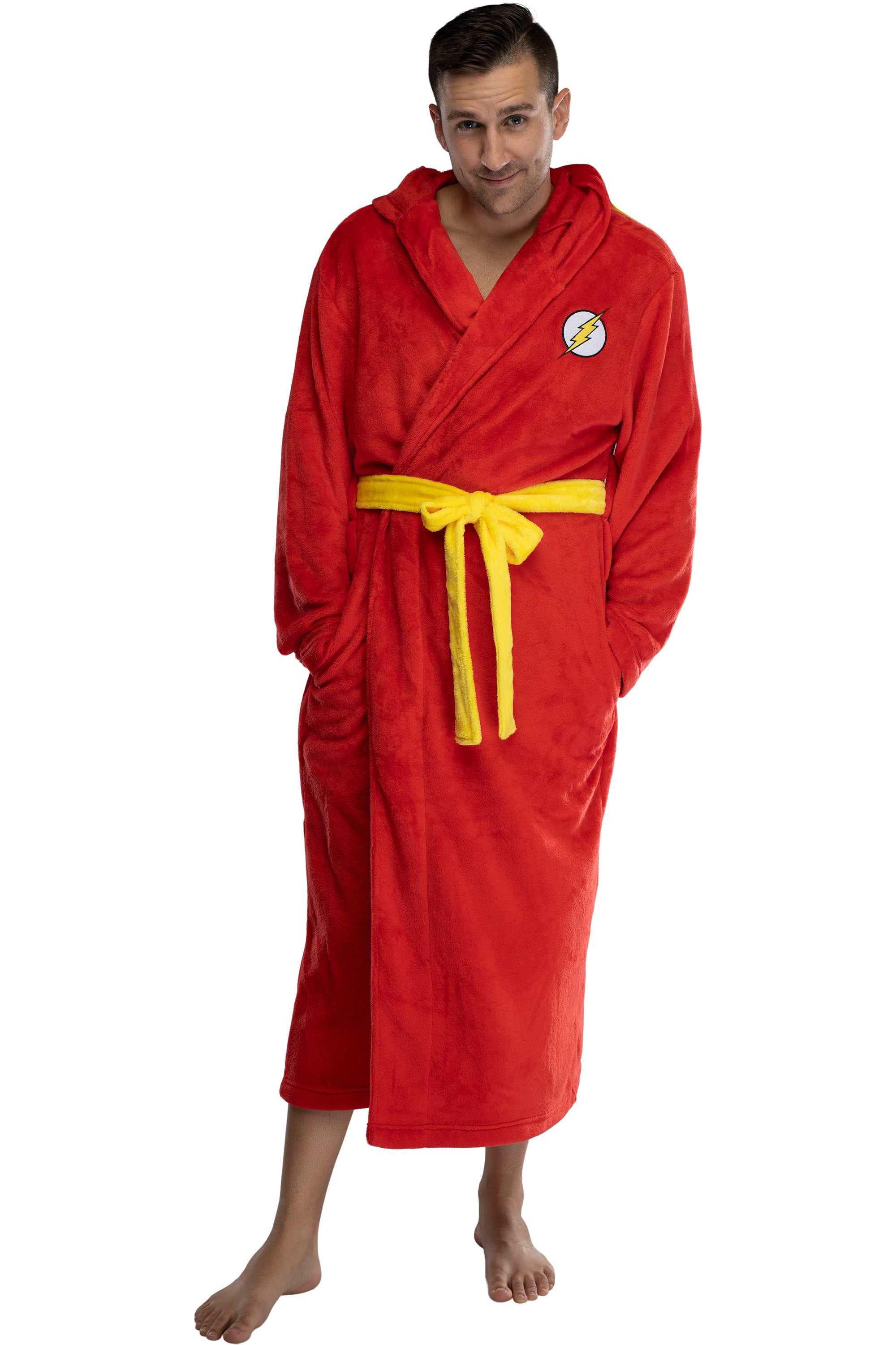 DC Comics Men's Fleece Hooded Costume Robe Pajama Lounge