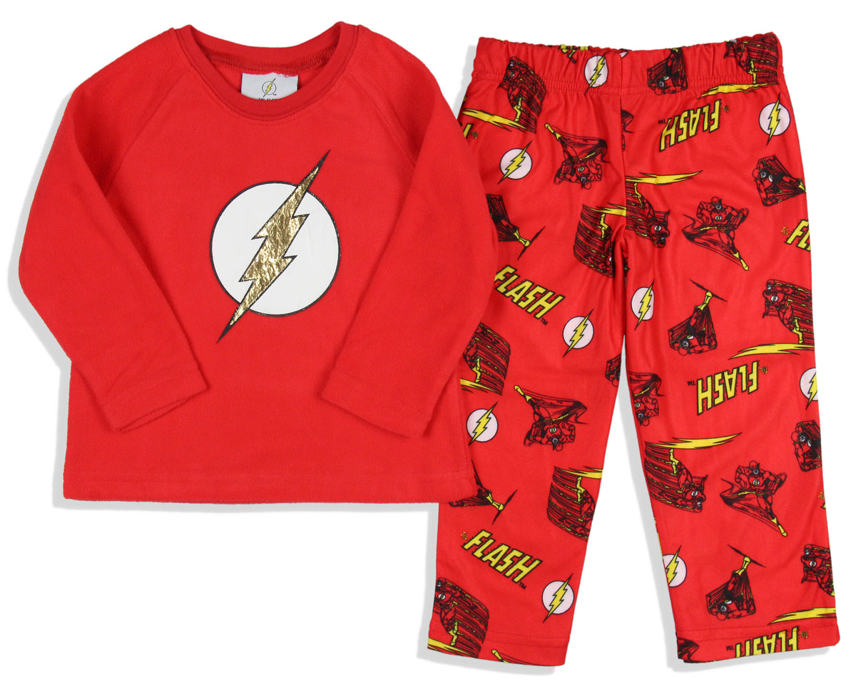 DC Comics Toddler Boys' Classic The Flash Logo Raglan Sleep Pajama Set