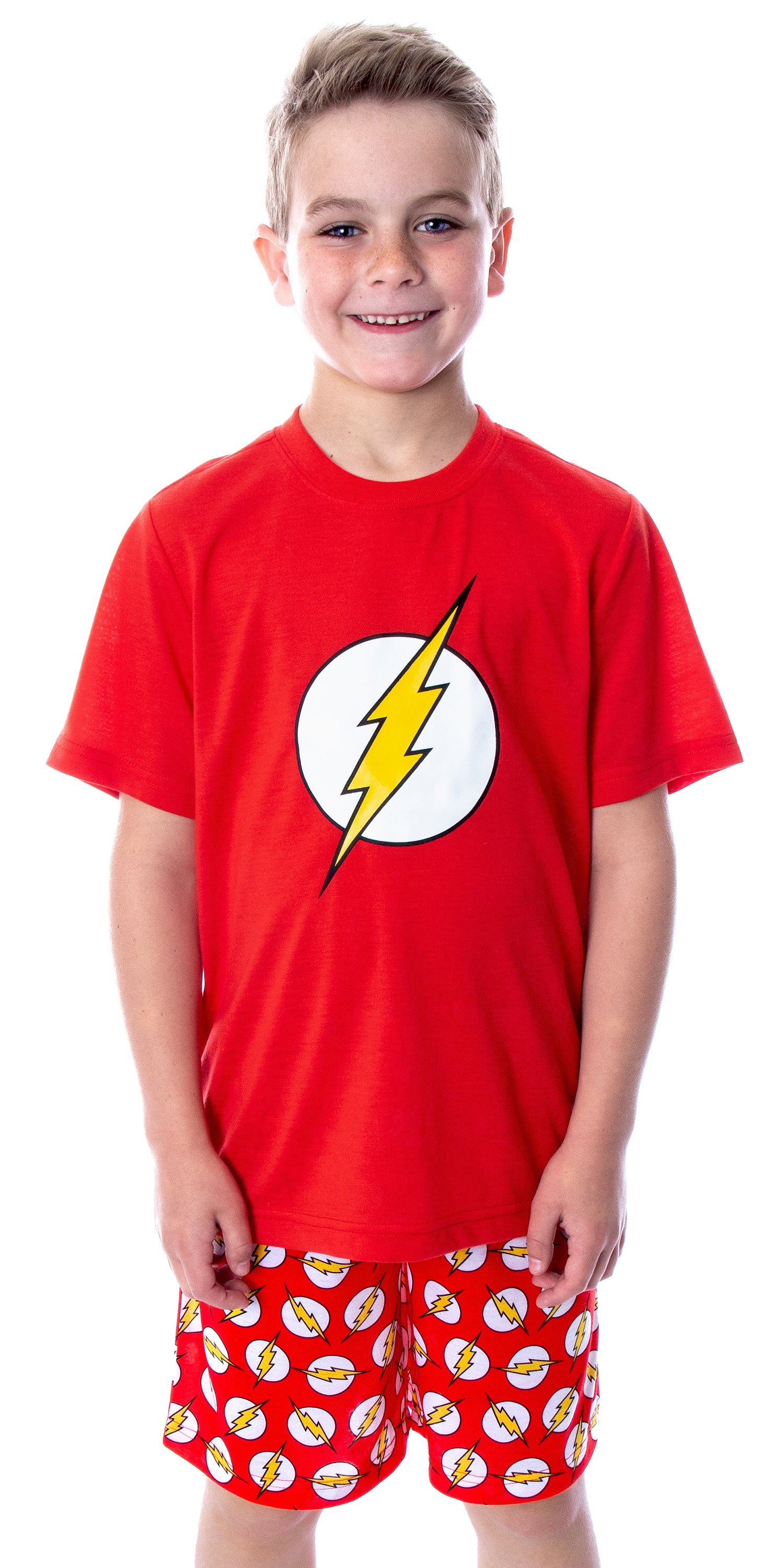 DC Comics Big Boys' The Flash Logo Short Sleeve Shirt Pajama Short Set