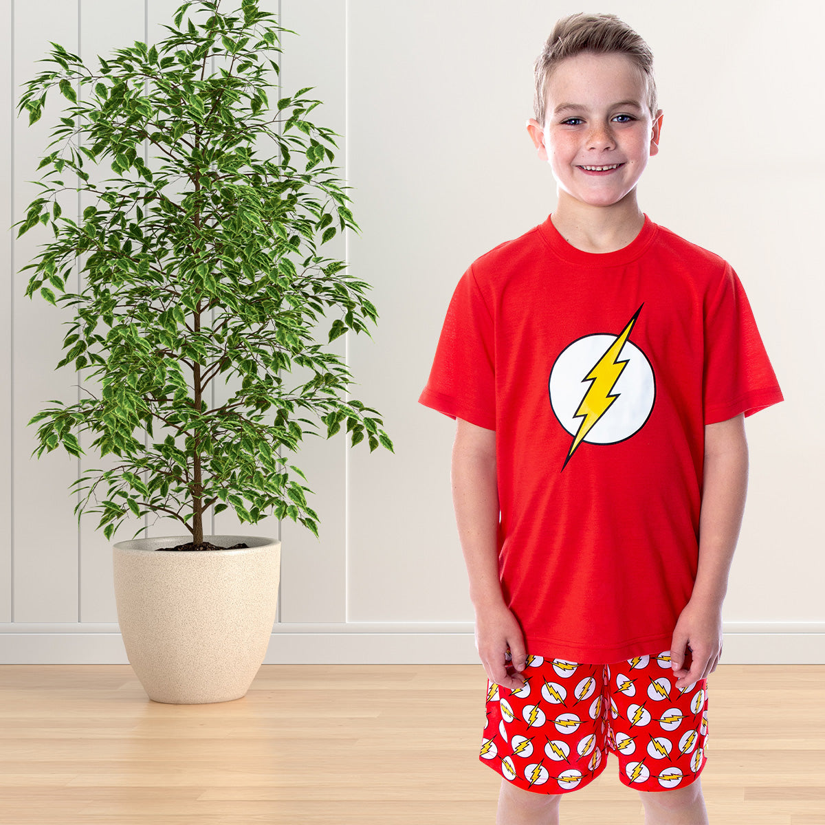 DC Comics Big Boys' The Flash Logo Short Sleeve Shirt Pajama Short Set
