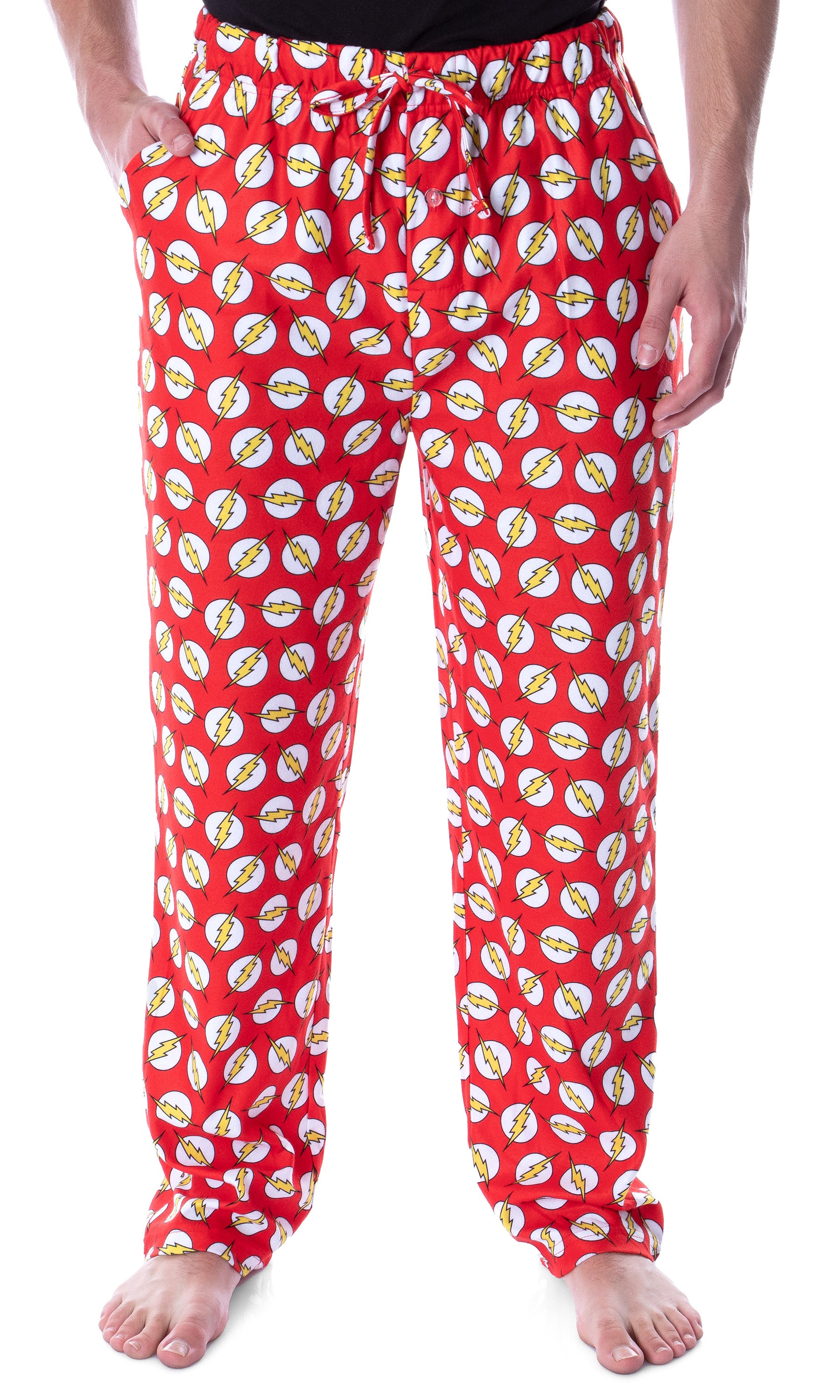 DC Comics Men's The Flash Lightning Bolt Allover Loungewear Pajama Pants