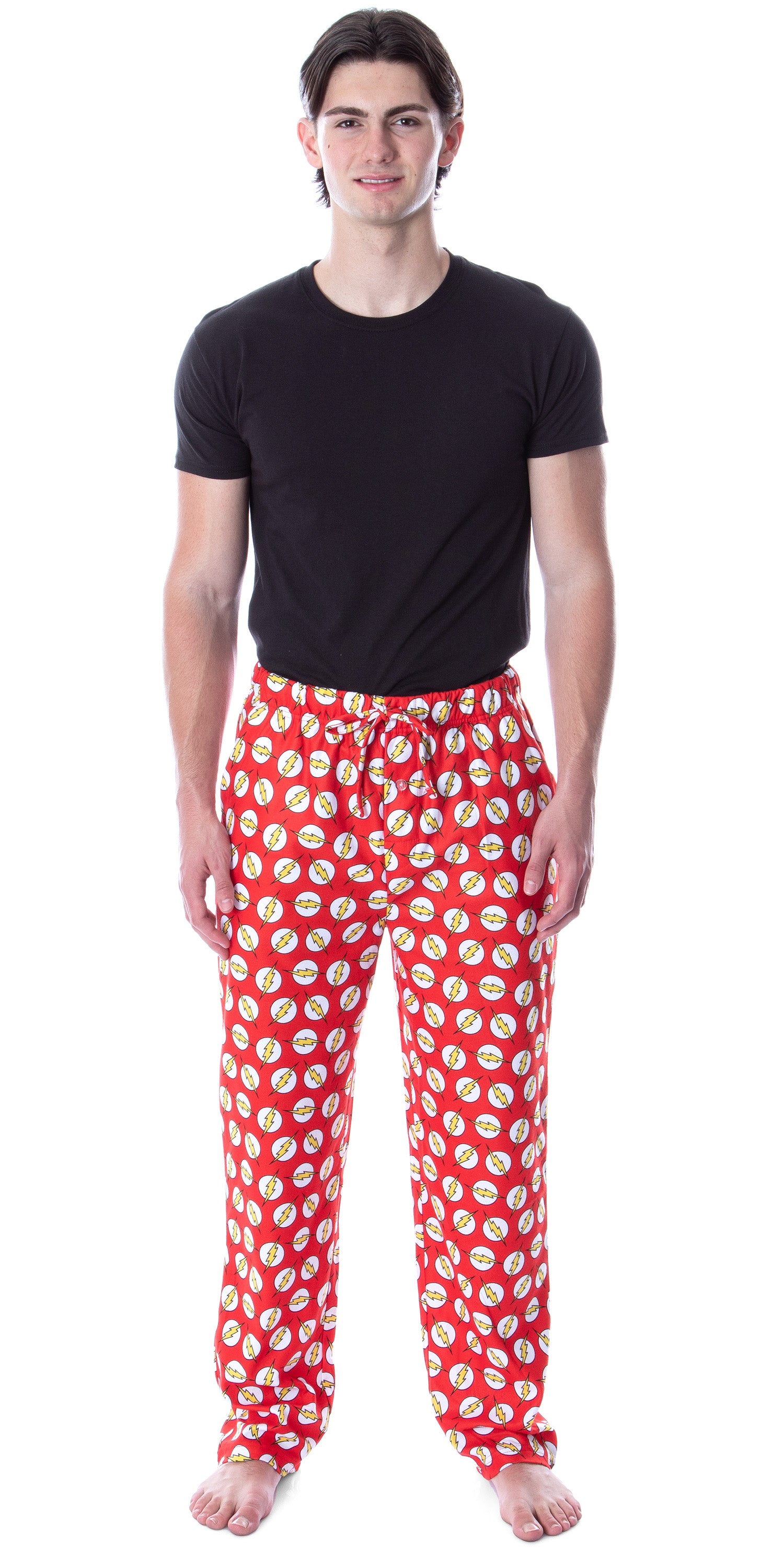 DC Comics Men's The Flash Lightning Bolt Allover Loungewear Pajama Pants