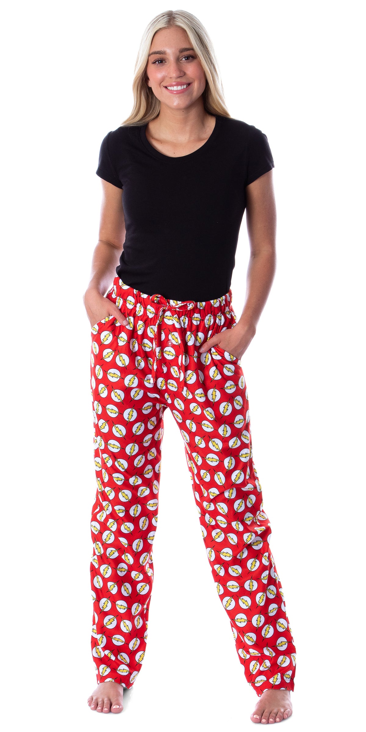DC Comics Men's The Flash Lightning Bolt Allover Loungewear Pajama Pants