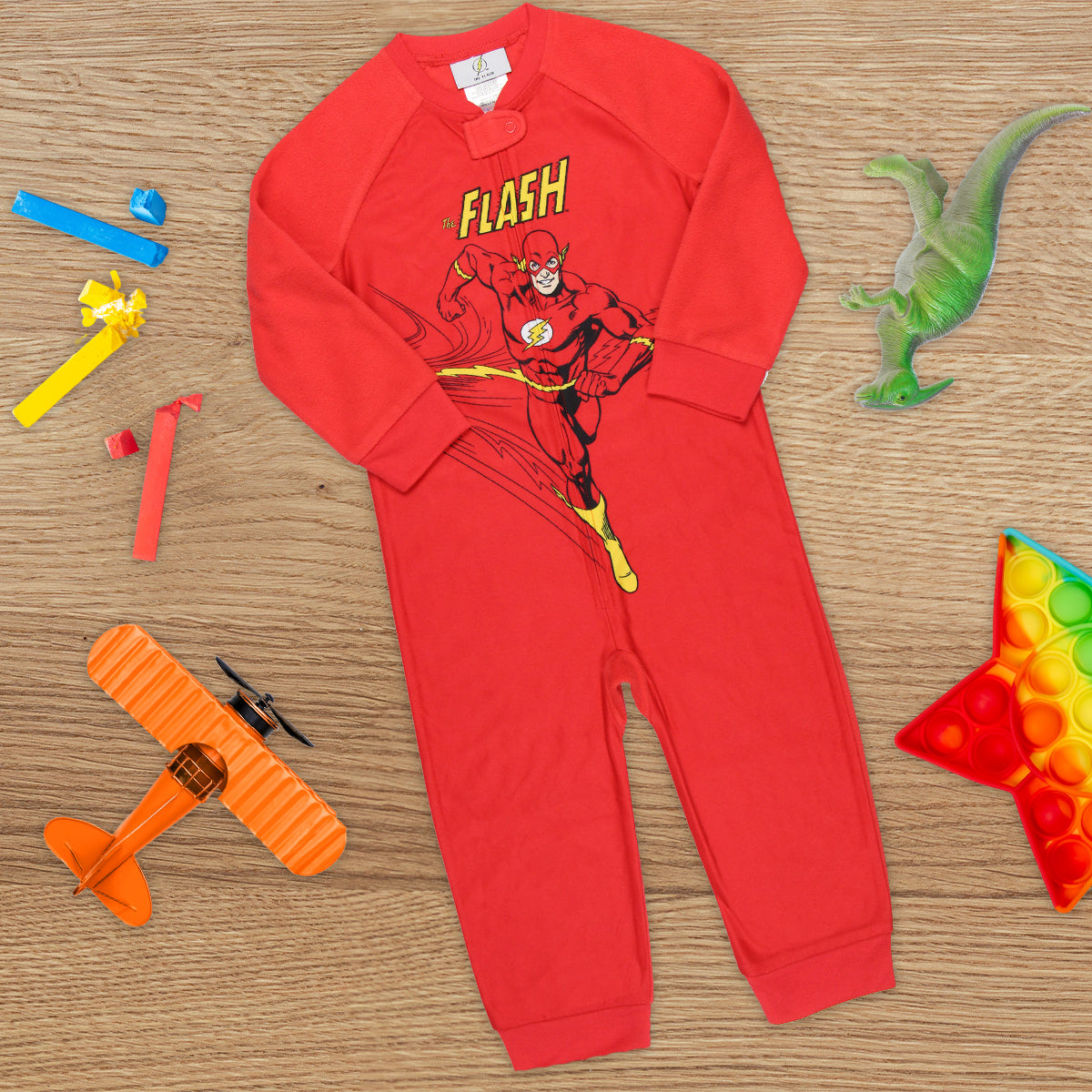 DC Toddler Boys' Classic The Flash Union Suit Footless Pajama Costume