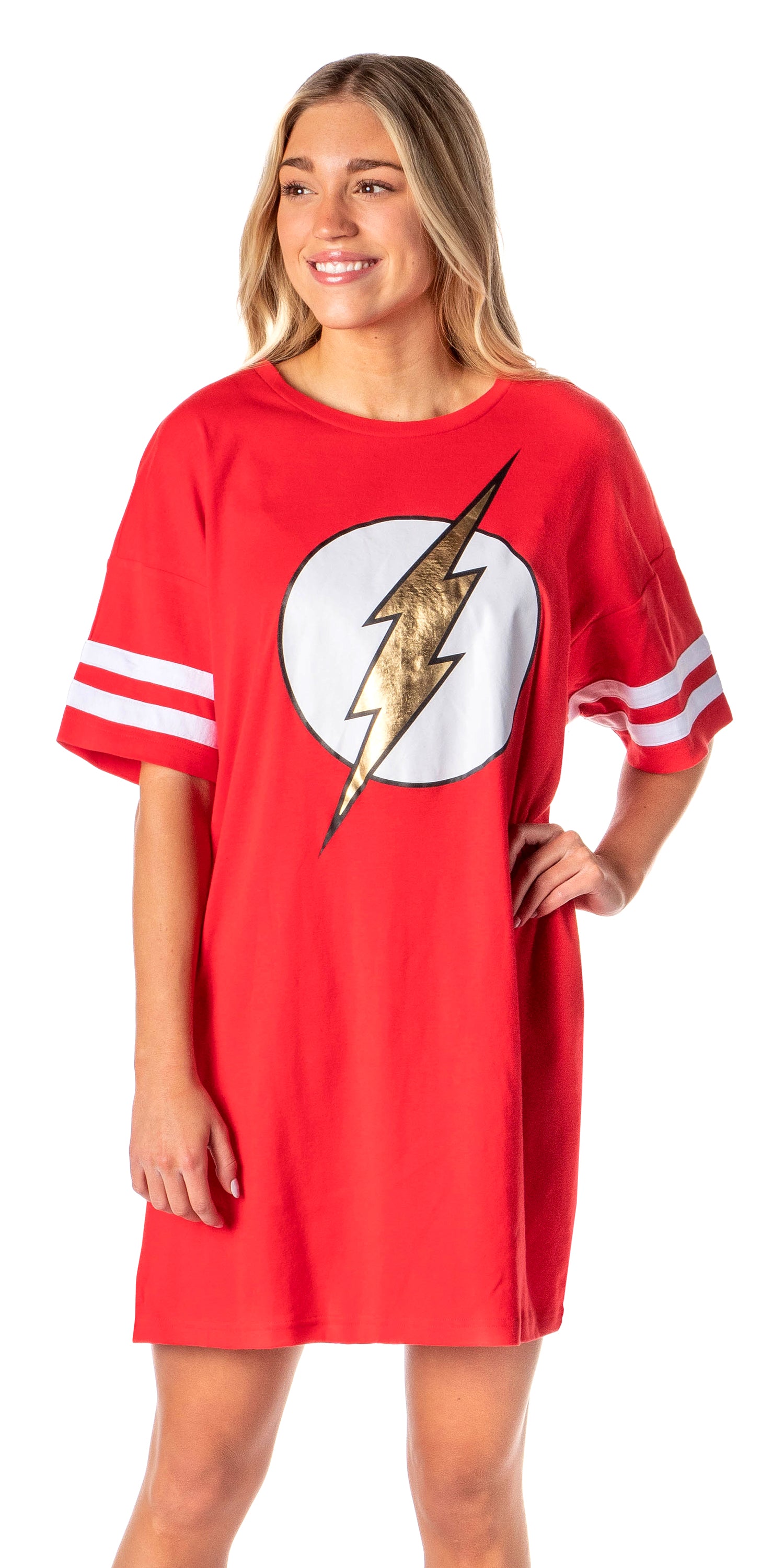 DC Comics Womens' The Flash Classic Symbol Nightgown Pajama Shirt Dress