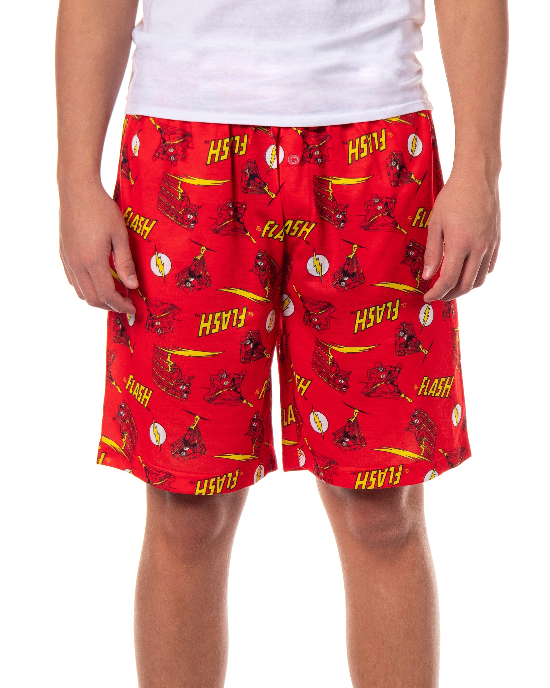 DC Comics The Flash Pajamas Men's Allover Print Lounge Sleep Shorts