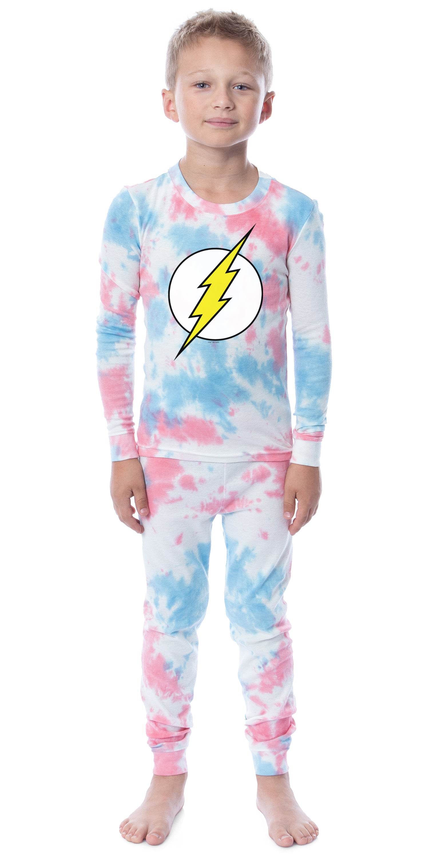 DC Comics Kids' Superhero The Flash Boys Girls Long Sleeve Shirt and Pants 2 Piece Tight Fit Youth Pajama Set