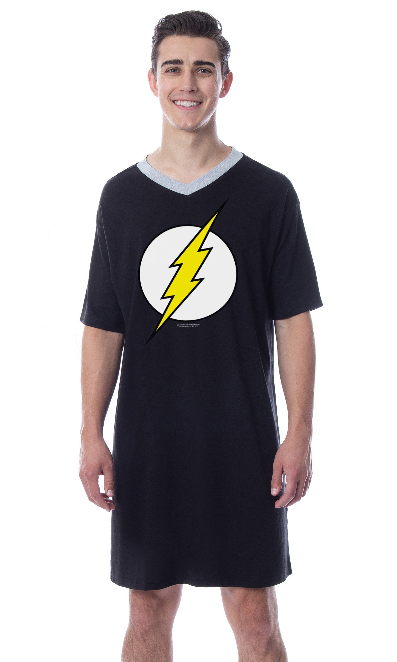 DC Comics Mens' The Flash Logo Symbol Nightgown Sleep Pajama Shirt
