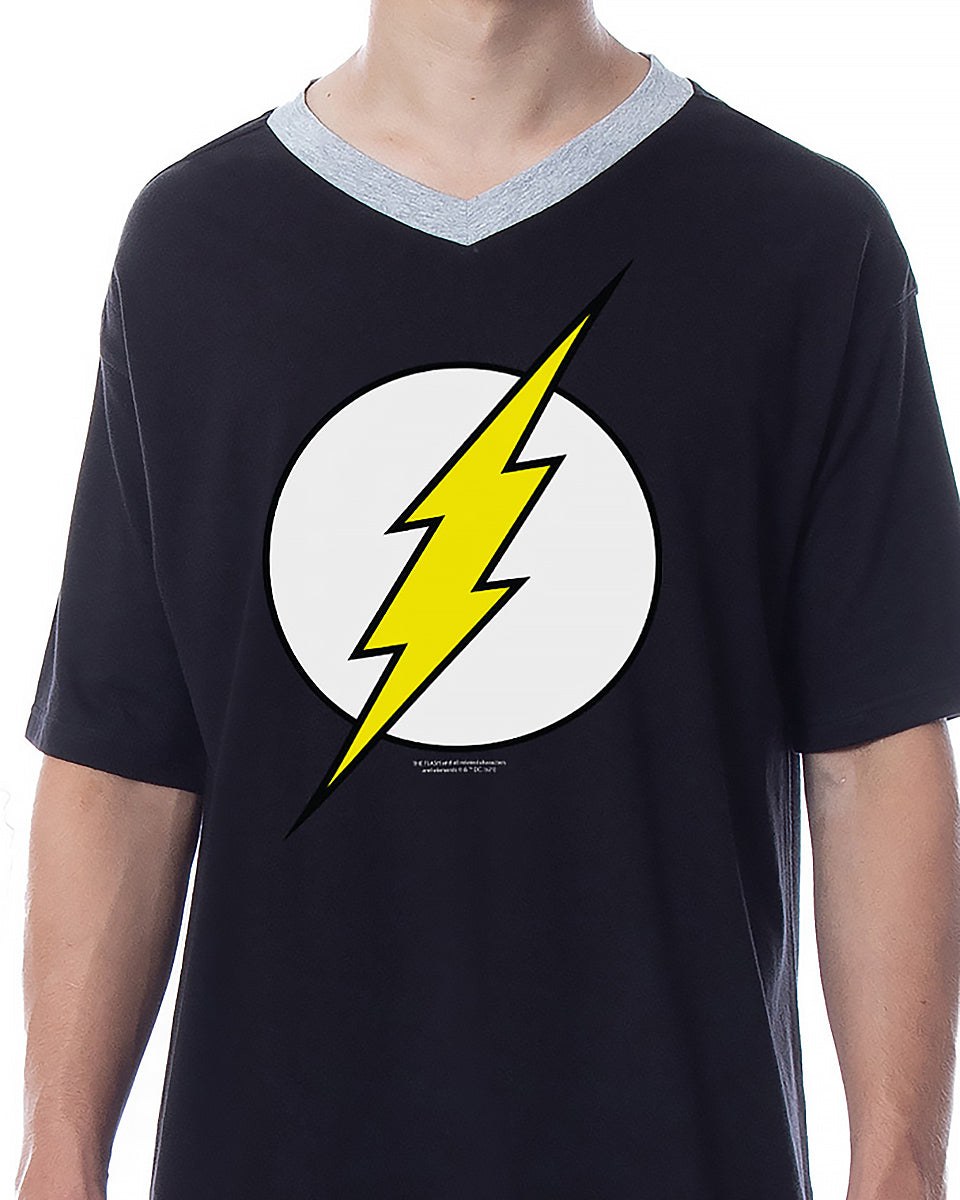 DC Comics Mens' The Flash Logo Symbol Nightgown Sleep Pajama Shirt