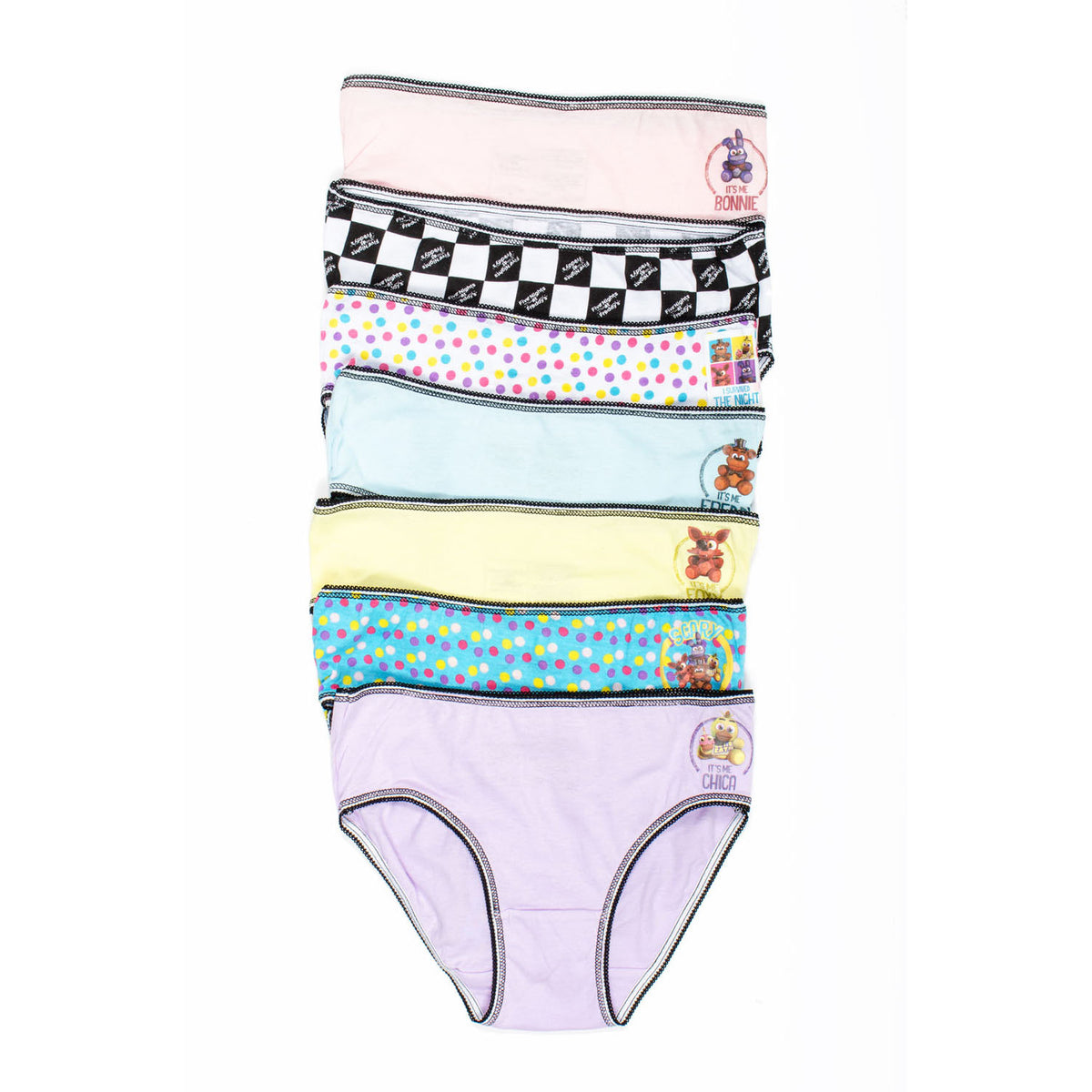 Five Nights at Freddy's Girls' Underwear Briefs, 7-Pack Cotton Panties