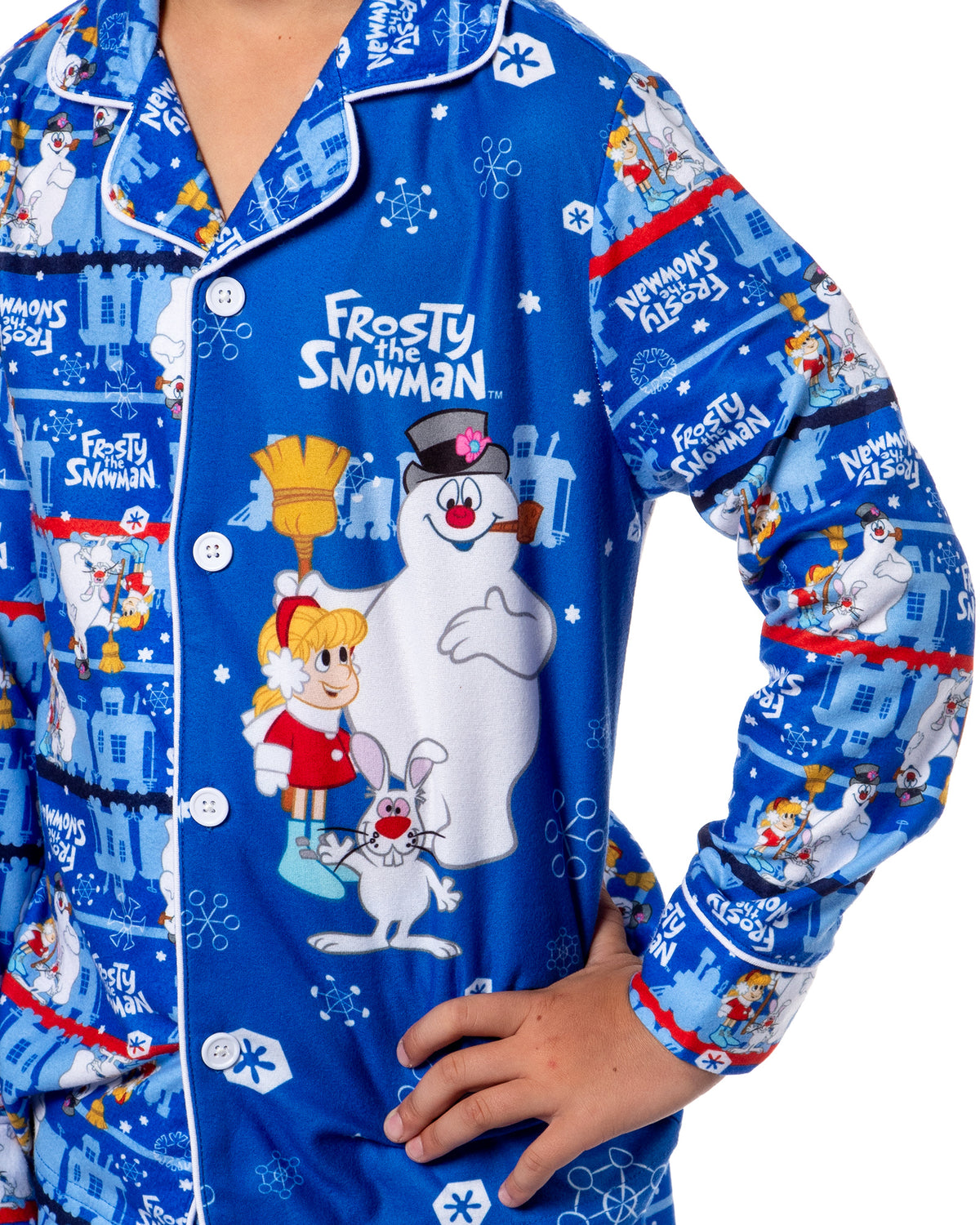 Frosty the Snowman Boy's Christmas Collared Long-Sleeve Pajama Set