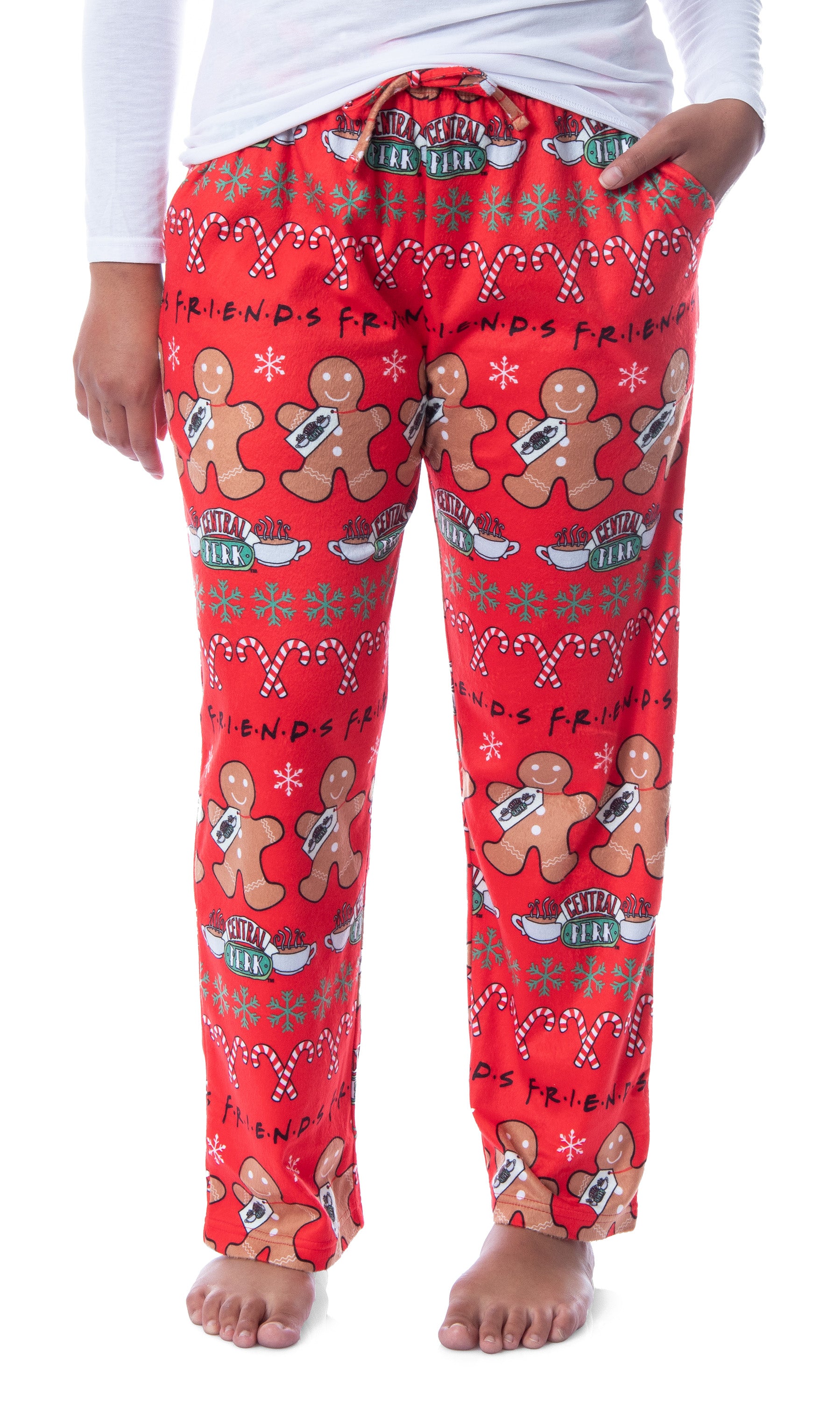 Friends The TV Series Womens' Gingerbread Central Perk Ugly Sweater Pajama Pants
