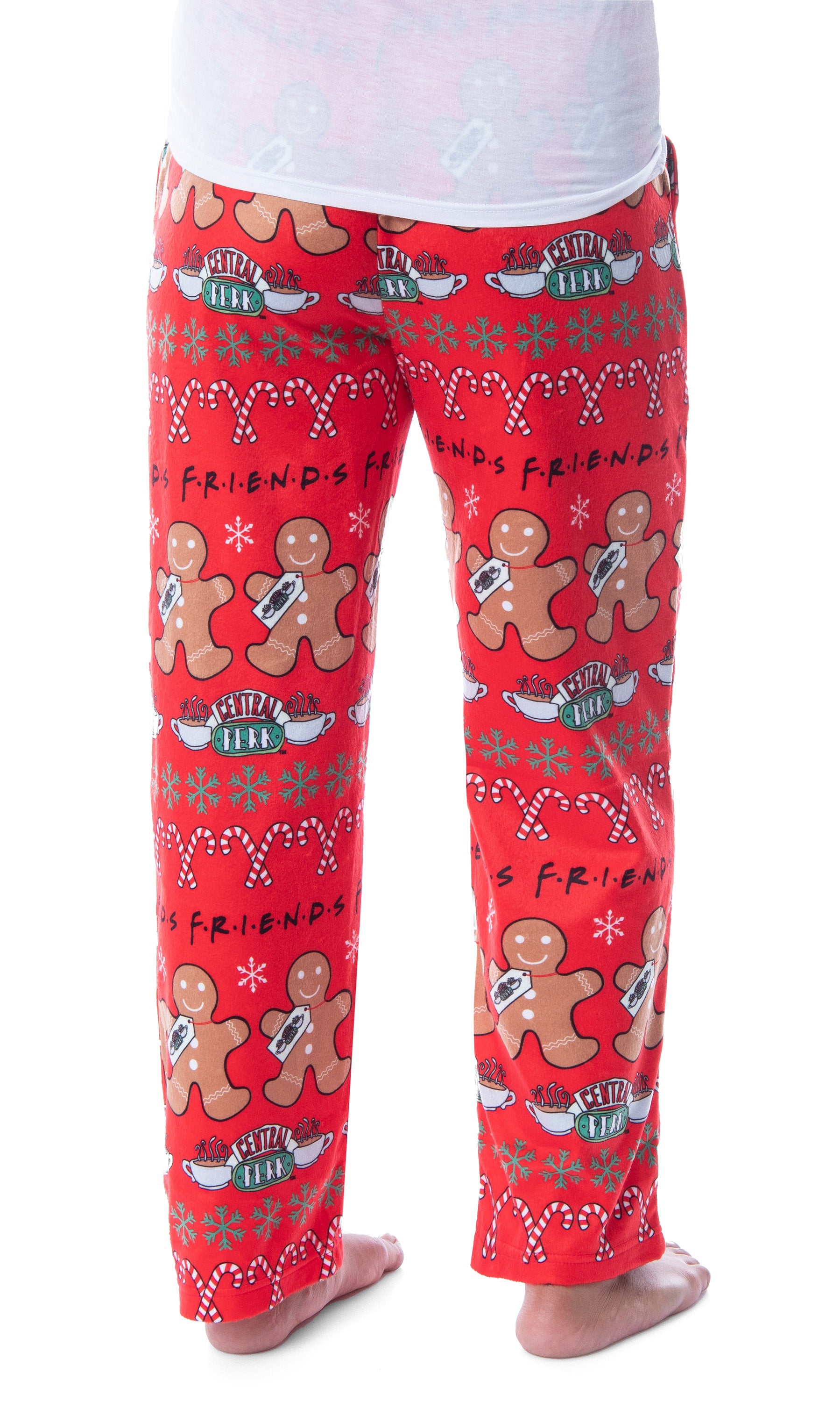 Friends The TV Series Womens' Gingerbread Central Perk Ugly Sweater Pajama Pants