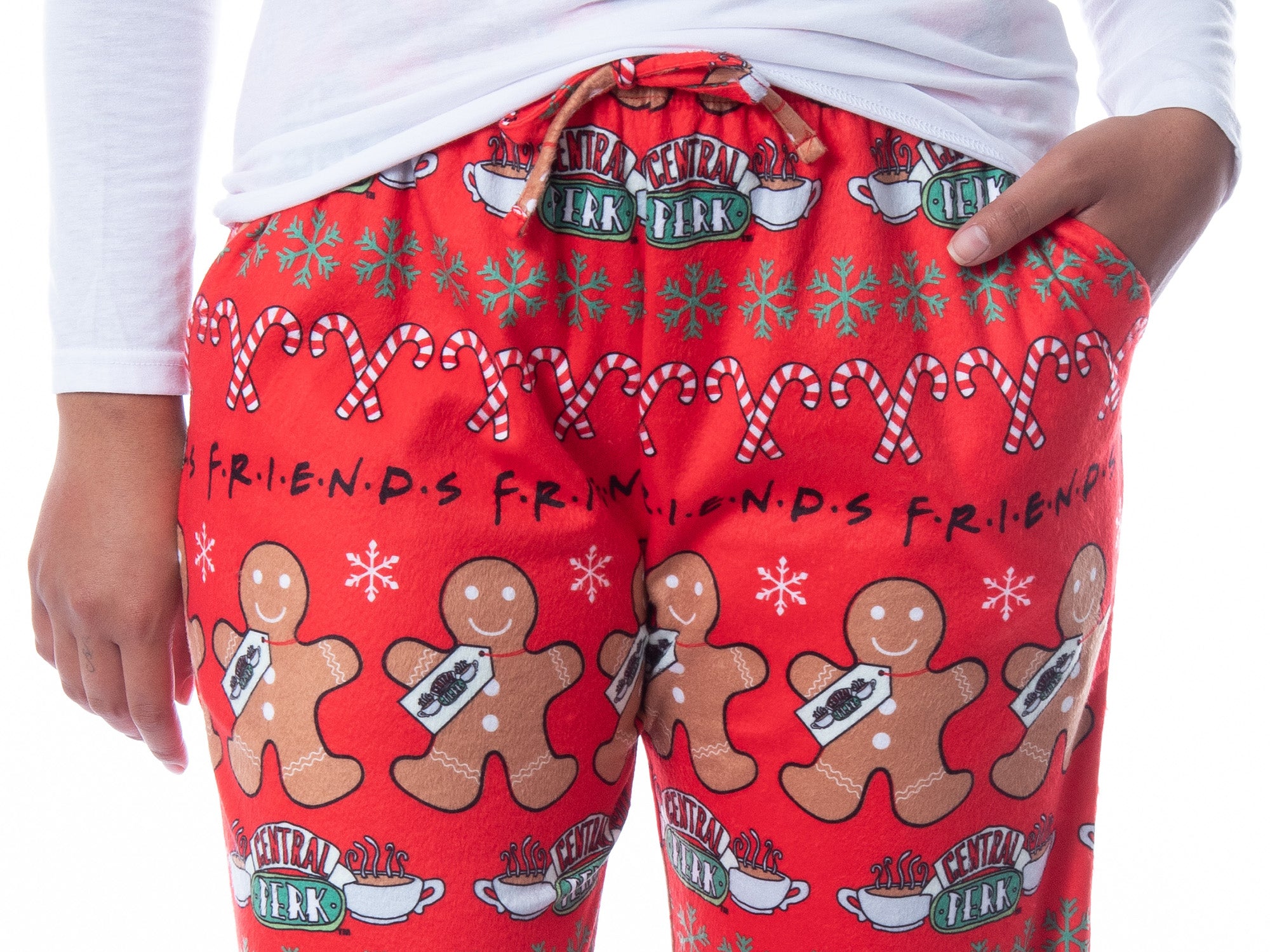 Friends The TV Series Womens' Gingerbread Central Perk Ugly Sweater Pajama Pants