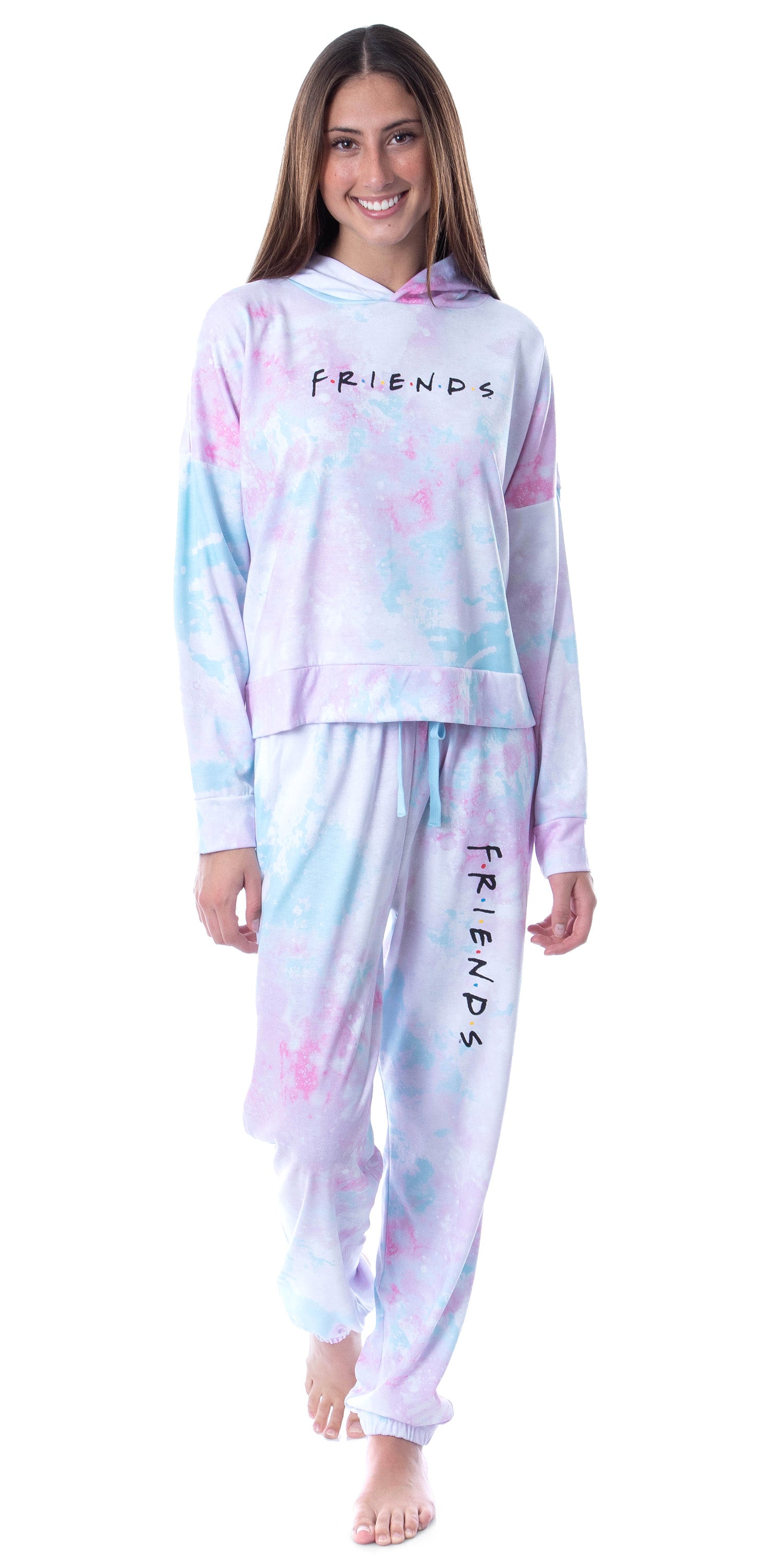 Friends TV Show Logo Tie Dye Womens' Pajama Loungewear Hooded Jogger Set