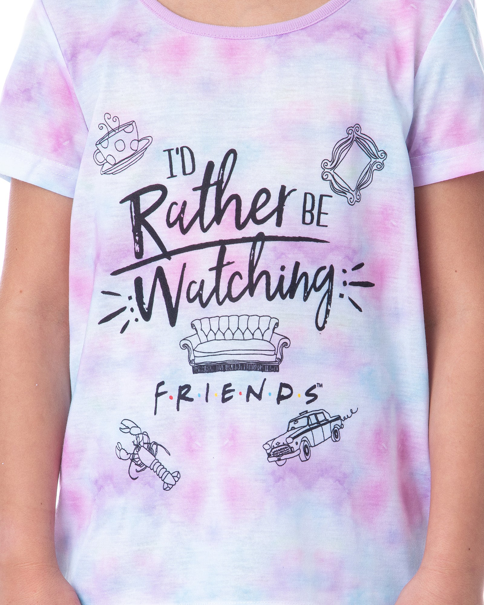 Friends TV Show Logo Girls' Rather Be Watching Sleep Jogger Pajama Set