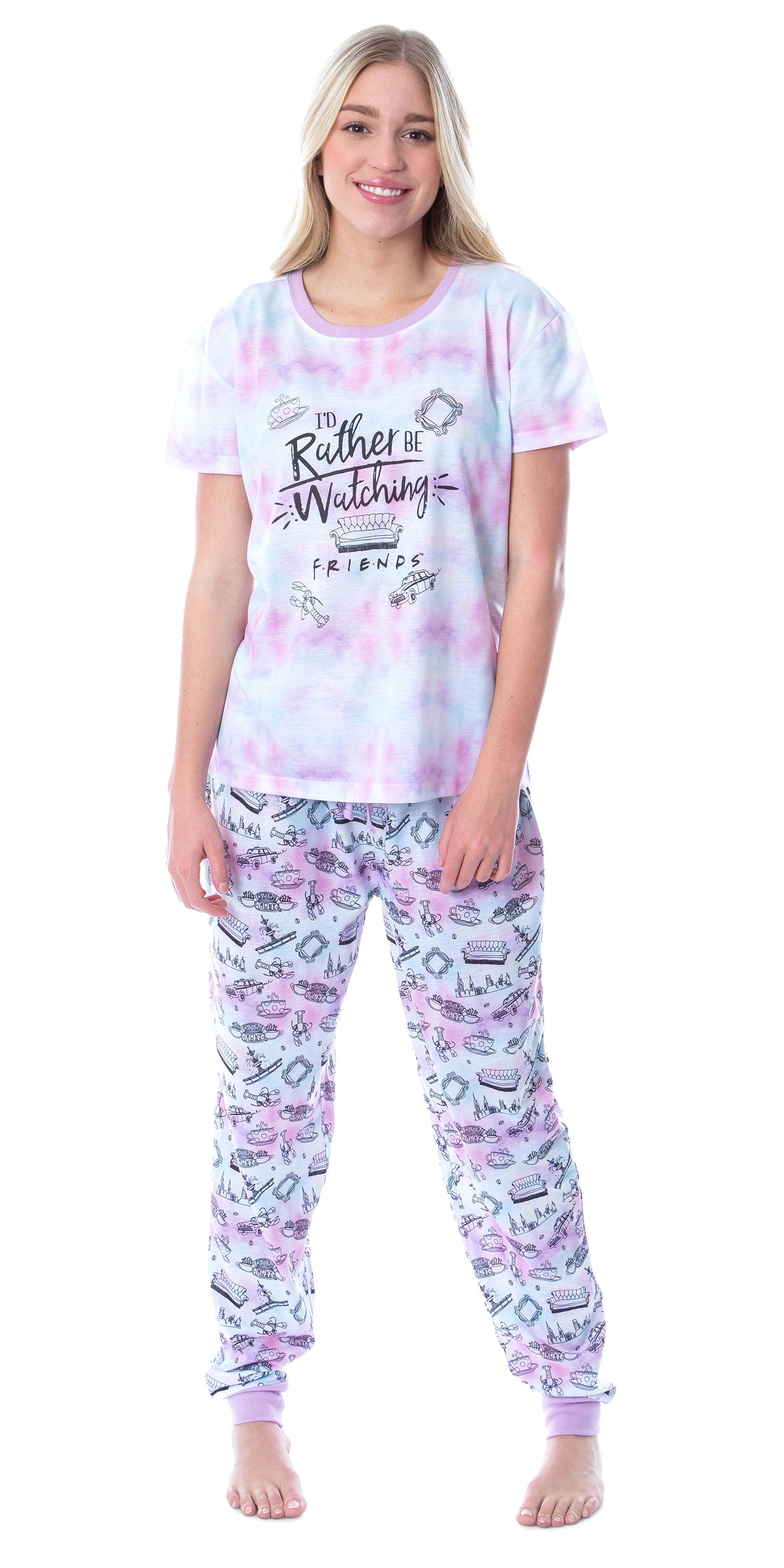 Friends TV Show Logo Women's Rather Be Watching Jogger 2 Piece Pajama Set