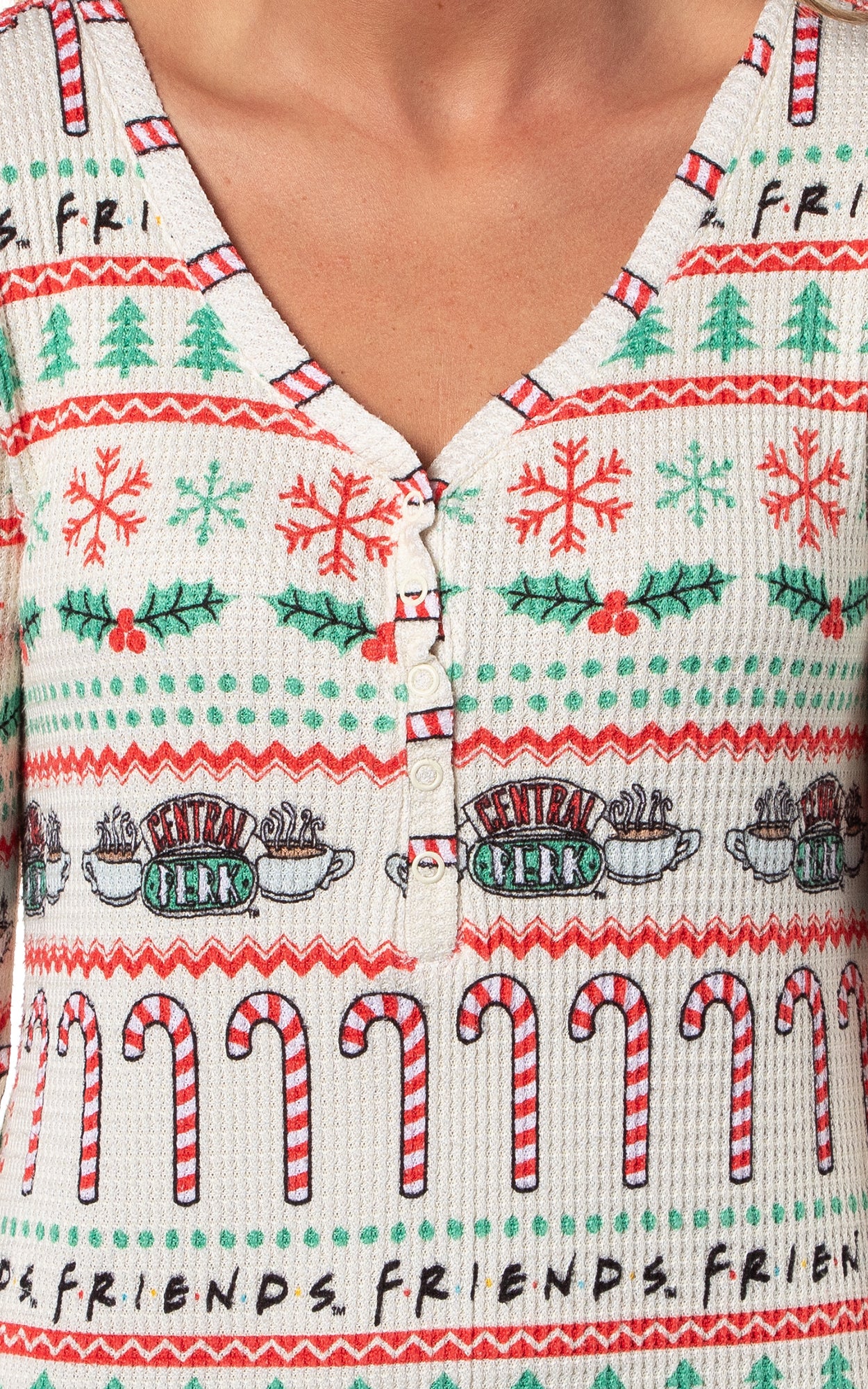 Friends TV Show Women's Christmas Union Suit One Piece Footless Sleep Pajamas